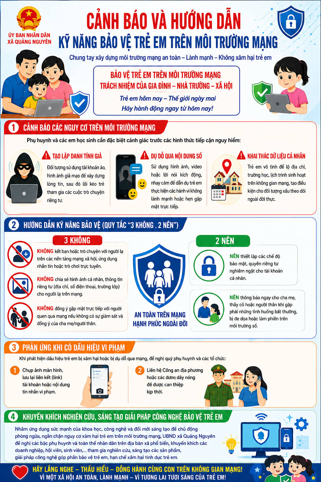 UBND XÃ QUẢNG NGUYÊN TĂNG CƯỜNG CẢNH BÁO VÀ TUYÊN TRUYỀN KỸ NĂNG BẢO VỆ TRẺ EM TRÊN MÔI TRƯỜNG MẠNG