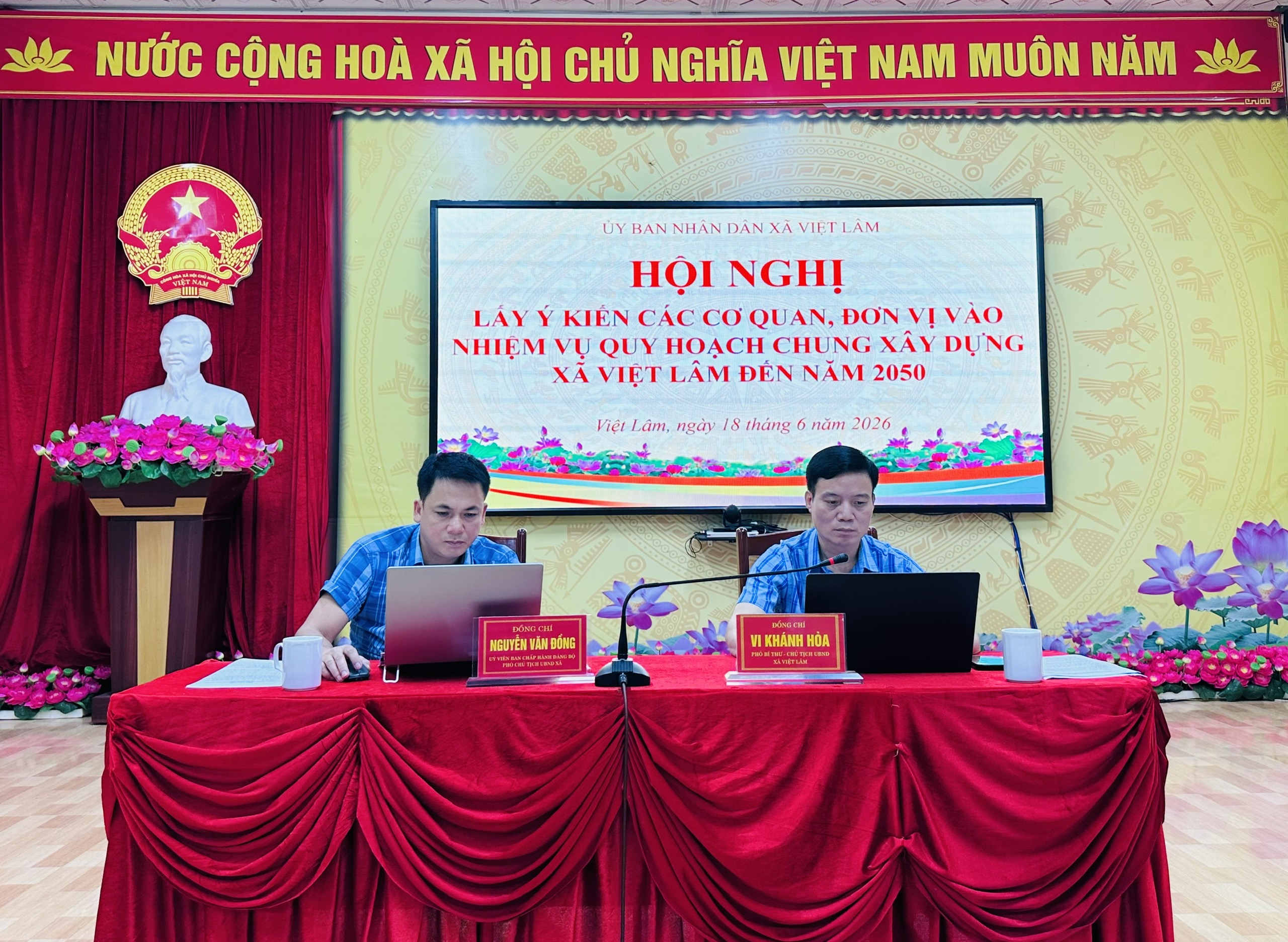 HỘI NGHỊ LẤY Ý KIẾN CÁC CƠ QUAN, ĐƠN VỊ VÀO NHIỆM VỤ QUY HOẠCH CHUNG XÂY DỰNG XÃ VIỆT LÂM ĐẾN NĂM 2050