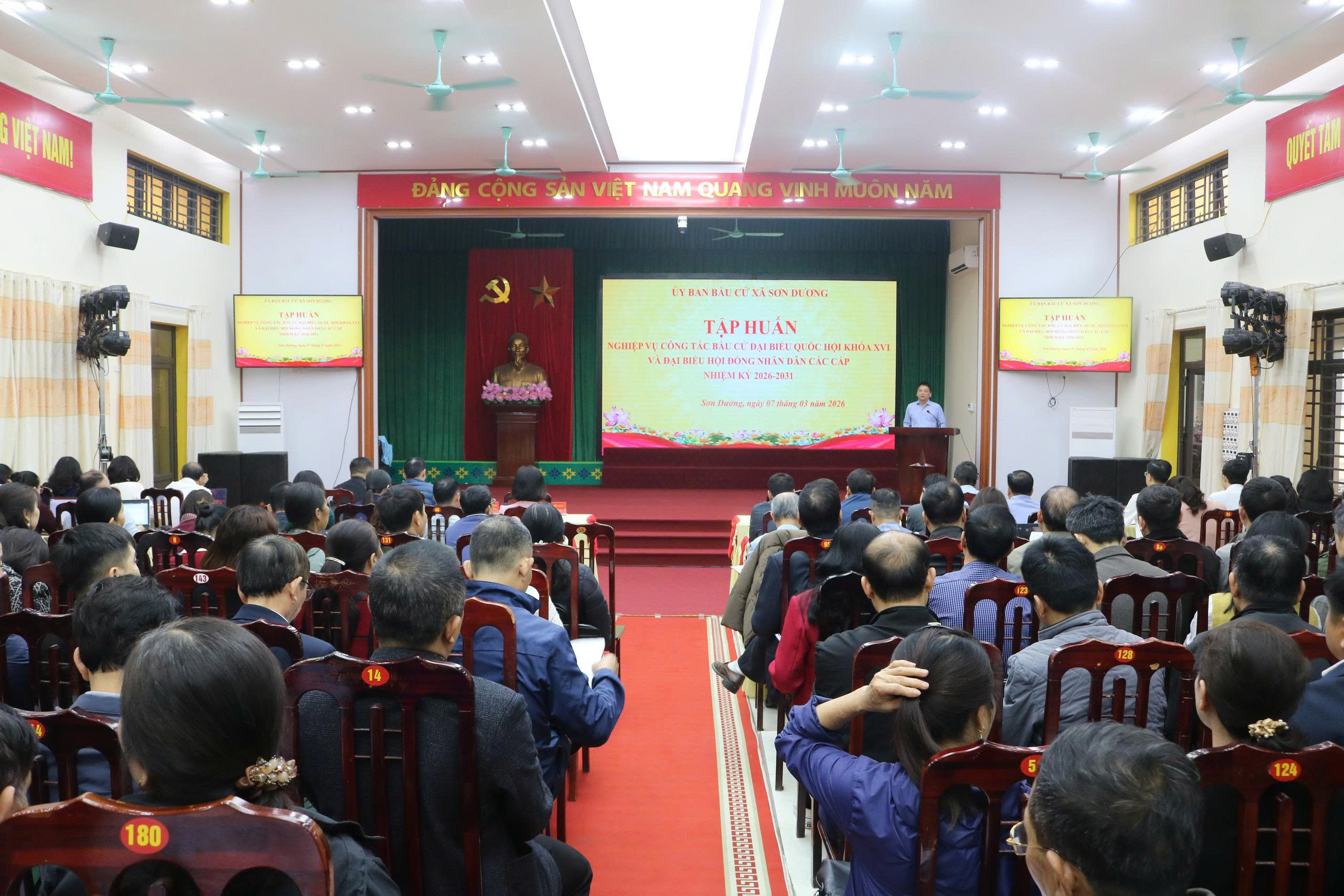 Xã Sơn Dương tổ chức hội nghị tập huấn nghiệp vụ công tác bầu cử đại biểu Quốc hội khóa XVI và đại biểu HĐND các cấp nhiệm kỳ 2026 – 2031