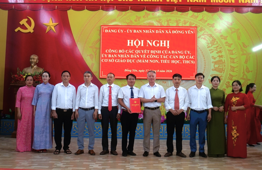 Xã Đồng Yên công bố các quyết định của Đảng ủy – UBND xã về tổ chức Đảng và các cơ sở giáo dục (Mầm non, Tiểu học, THCS)