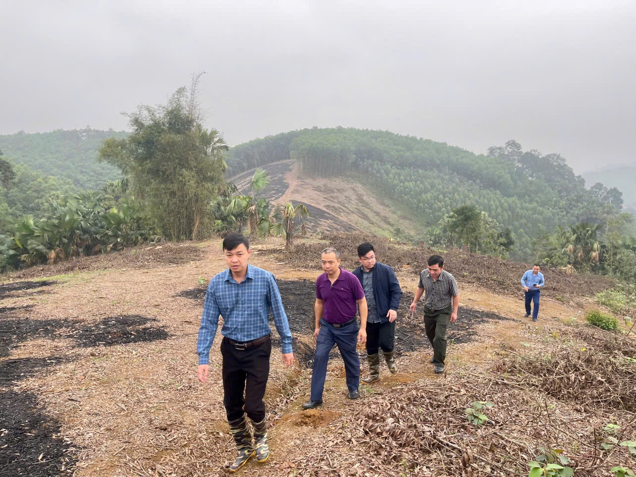 Phó Chủ tịch thường trực xã Vũ Ngọc Toàn kiểm tra công tác chuẩn bị Tết trồng cây.