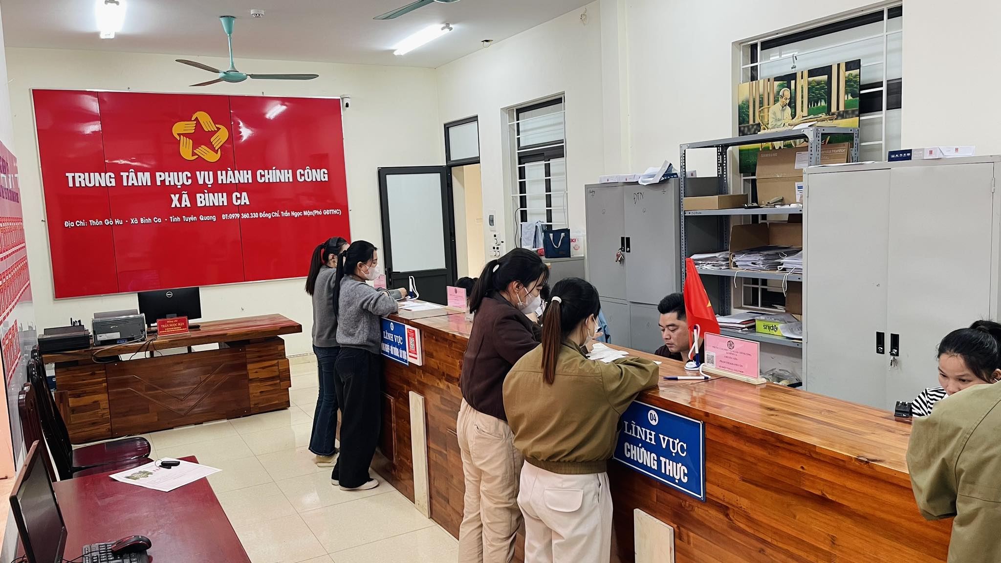 Trung tâm phục vụ Hành chính công xã Bình Ca khẩn trương hoạt động trở lại làm việc sau Tết