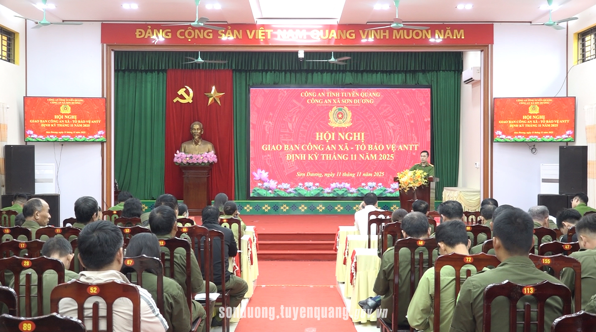 Công an xã Sơn Dương tổ chức Hội nghị giao ban lực lượng Công an xã - Tổ bảo vệ ANTT định kỳ tháng 11/2025