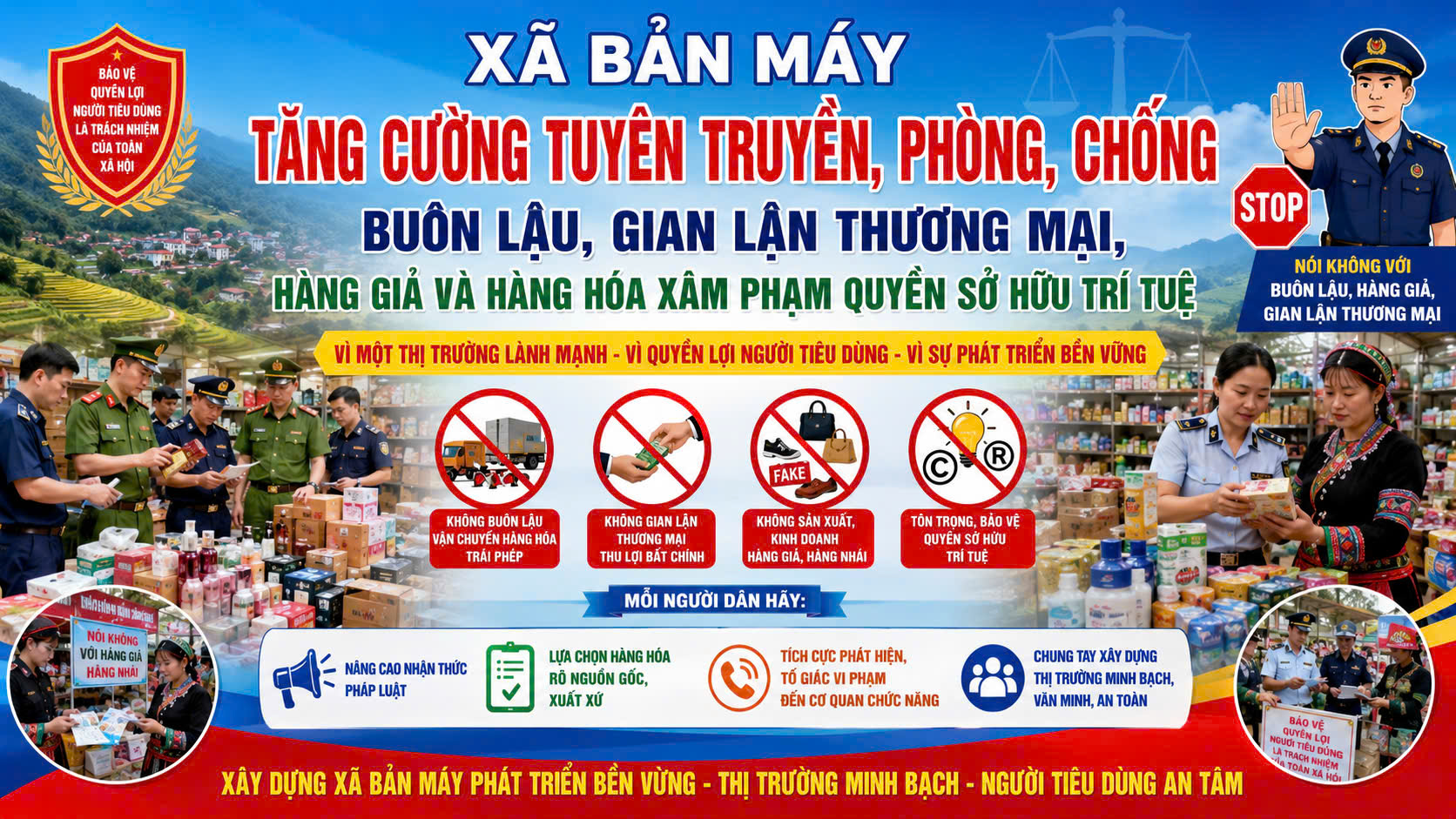 XÃ BẢN MÁY TĂNG CƯỜNG TUYÊN TRUYỀN, PHÒNG, CHỐNG BUÔN LẬU, GIAN LẬN THƯƠNG MẠI, HÀNG GIẢ VÀ HÀNG HÓA XÂM PHẠM QUYỀN SỞ HỮU TRÍ TUỆ