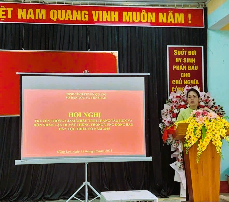 Sở Dân tộc và Tôn giáo tổ chức Hội nghị truyền thông giảm thiểu tình trạng tảo hôn và hôn nhân cận huyết thống tại xã Hùng Lợi