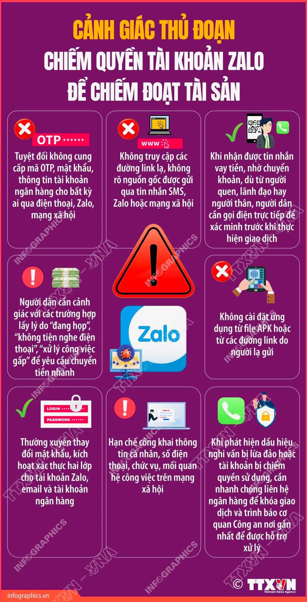 CẢNH GIÁC THỦ ĐOẠN CHIẾM QUYỀN TÀI KHOẢN ZALO ĐỂ CHIẾM ĐOẠT TÀI SẢN
