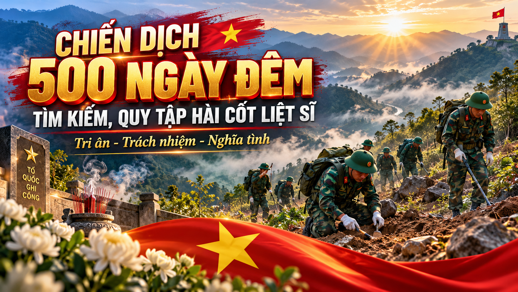 LAN TỎA ĐẠO LÝ “UỐNG NƯỚC NHỚ NGUỒN” QUA CHIẾN DỊCH 500 NGÀY ĐÊM TÌM KIẾM, QUY TẬP HÀI CỐT LIỆT SĨ