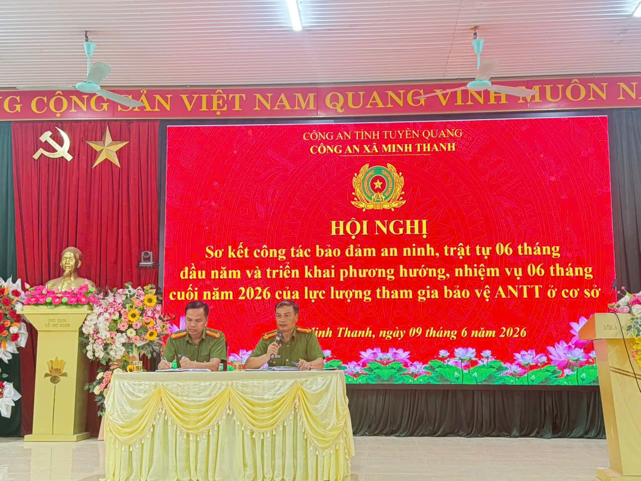 CÔNG AN XÃ MINH THANH TỔ CHỨC HỘI NGHỊ SƠ KẾT CÔNG TÁC BẢO ĐẢM ANTT 06 THÁNG ĐẦU NĂM 2026 CỦA LỰC LƯỢNG ANTT Ở CƠ SỞ
