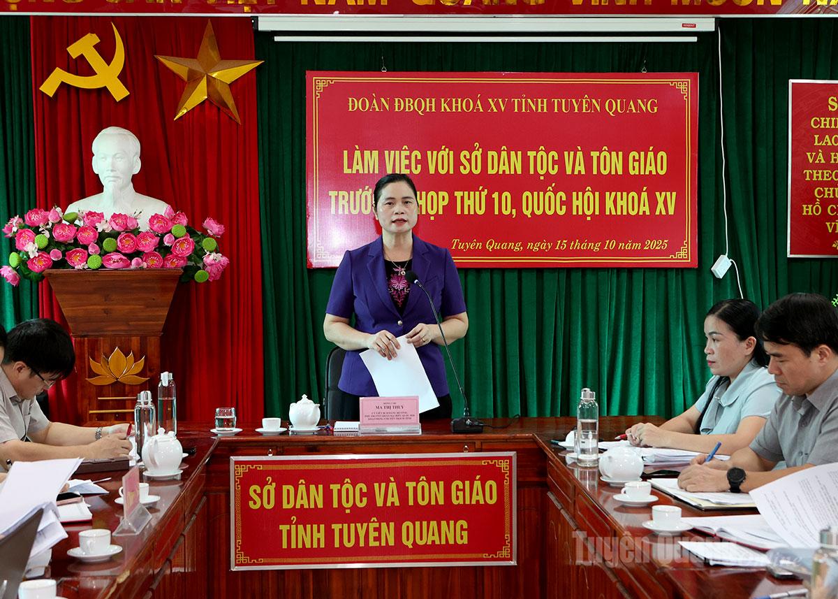 Đoàn ĐBQH tỉnh làm việc với Sở Dân tộc và Tôn giáo trước kỳ họp Quốc hội lần thứ X