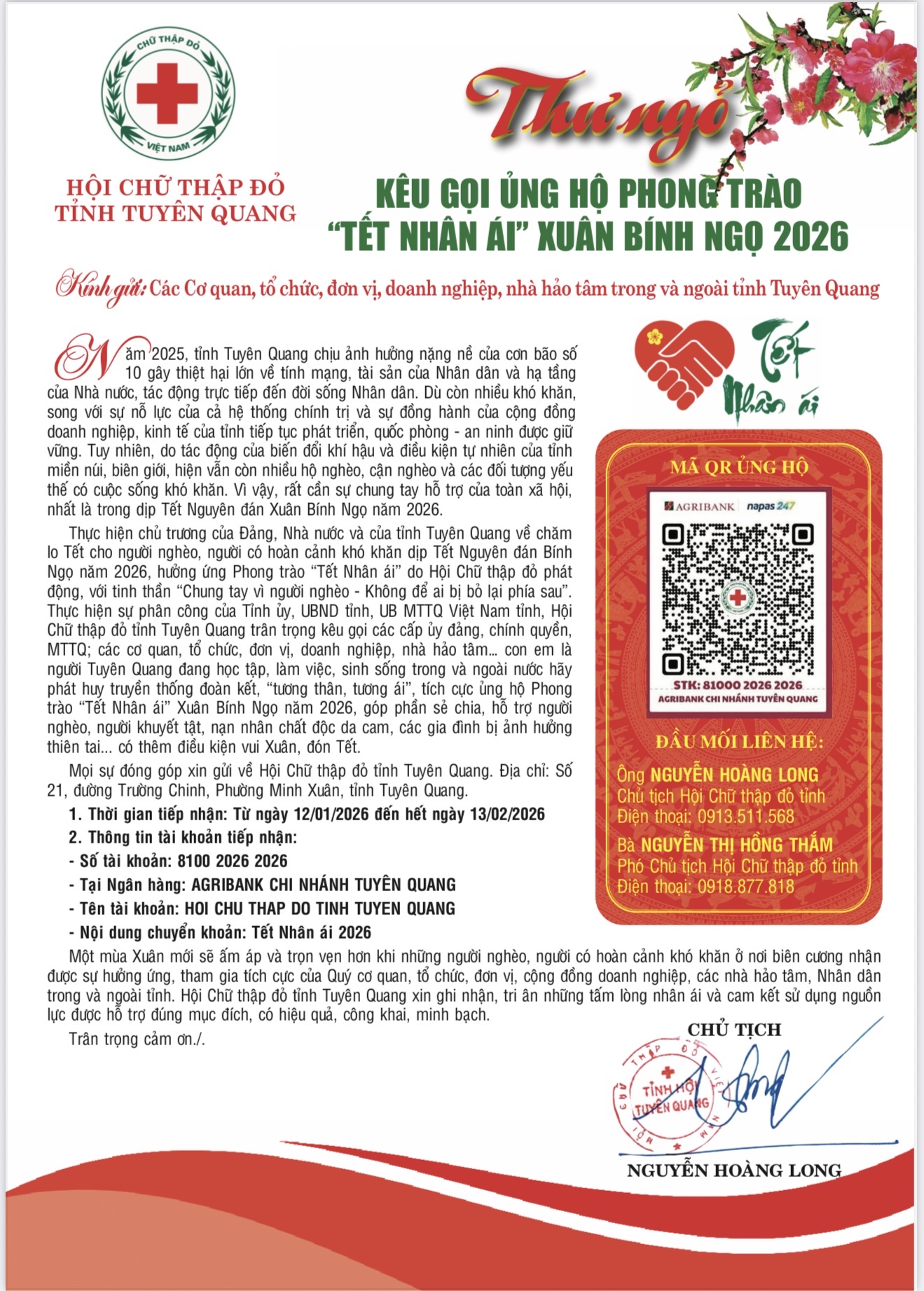 Kêu gọi ủng hộ phong trào “Tết Nhân ái” Xuân Bính Ngọ 2026.