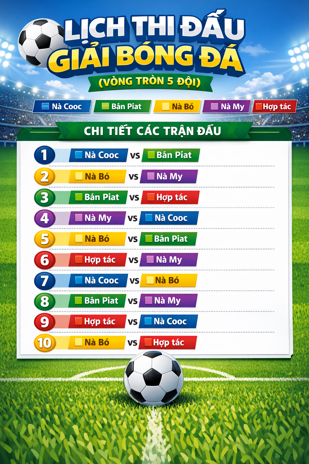 Thực hiện Kế hoạch số 63/KH-UBND ngày 05/11/2025 của Ủy ban nhân dân xã Bình An về việc tổ chức Giải Bóng đá nam mừng Đảng, mừng Xuân Bính Ngọ năm 2026.