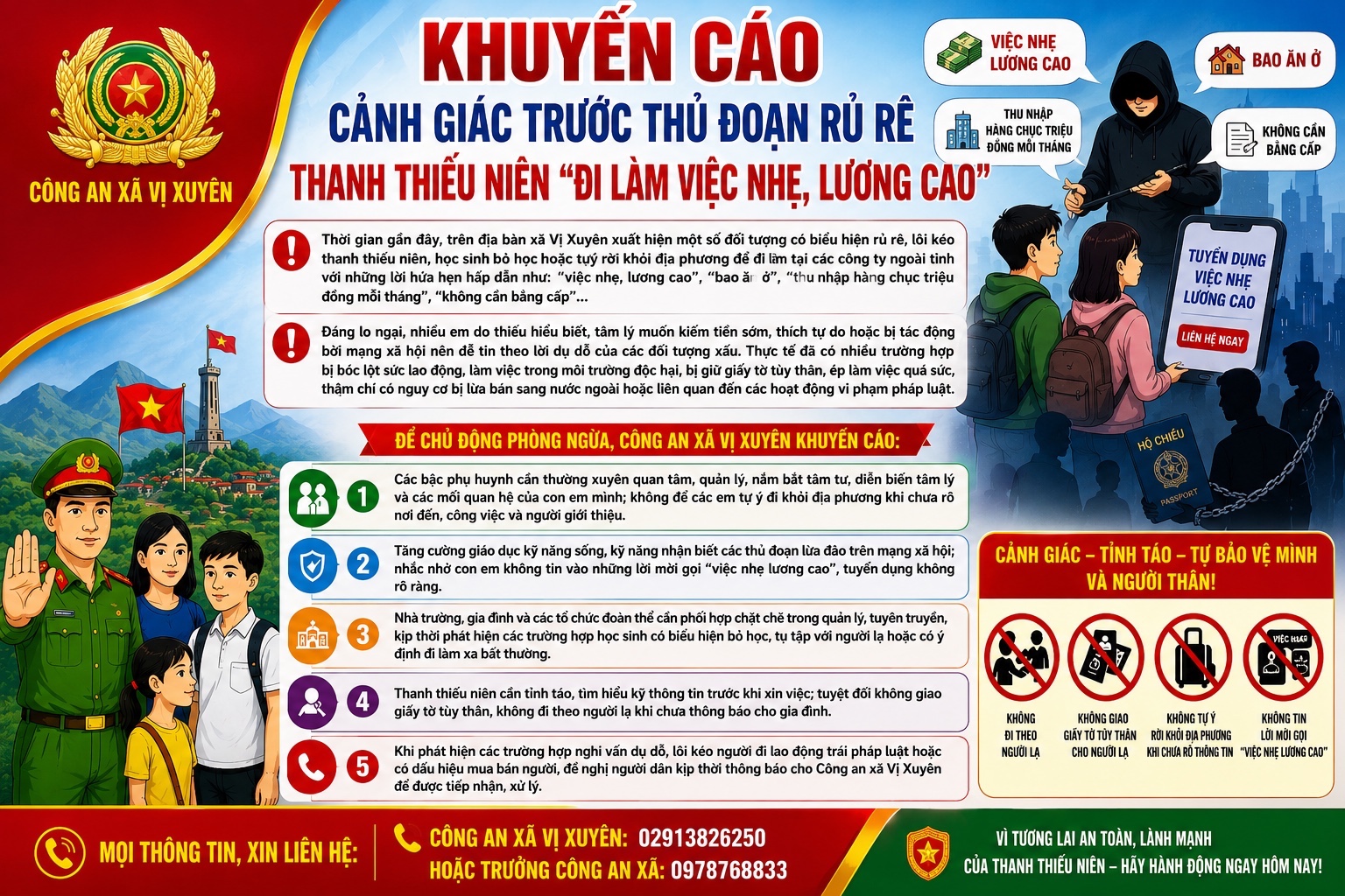  NÂNG CAO CẢNH GIÁC TRƯỚC THỦ ĐOẠN RỦ RÊ THANH THIẾU NIÊN “ĐI LÀM VIỆC NHẸ, LƯƠNG CAO