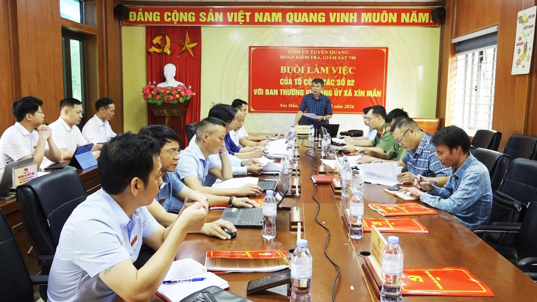 ĐOÀN KIỂM TRA, GIÁM SÁT 748 CỦA BAN THƯỜNG VỤ TỈNH ỦY LÀM VIỆC VỚI BAN THƯỜNG VỤ ĐẢNG ỦY XÃ XÍN MẦN