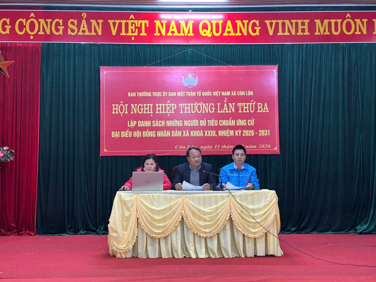 ỦY BAN MTTQ VIỆT NAM XÃ CÔN LÔN TỔ CHỨC HỘI NGHỊ HIỆP THƯƠNG LẦN THỨ BA