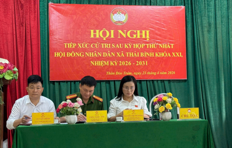 CÔNG AN XÃ THÁI BÌNH THAM GIA TIẾP XÚC CỬ TRI TẠI CÁC THÔN TRÊN ĐỊA BÀN XÃ SAU KỲ HỌP THỨ NHẤT HĐND XÃ KHÓA XXI 