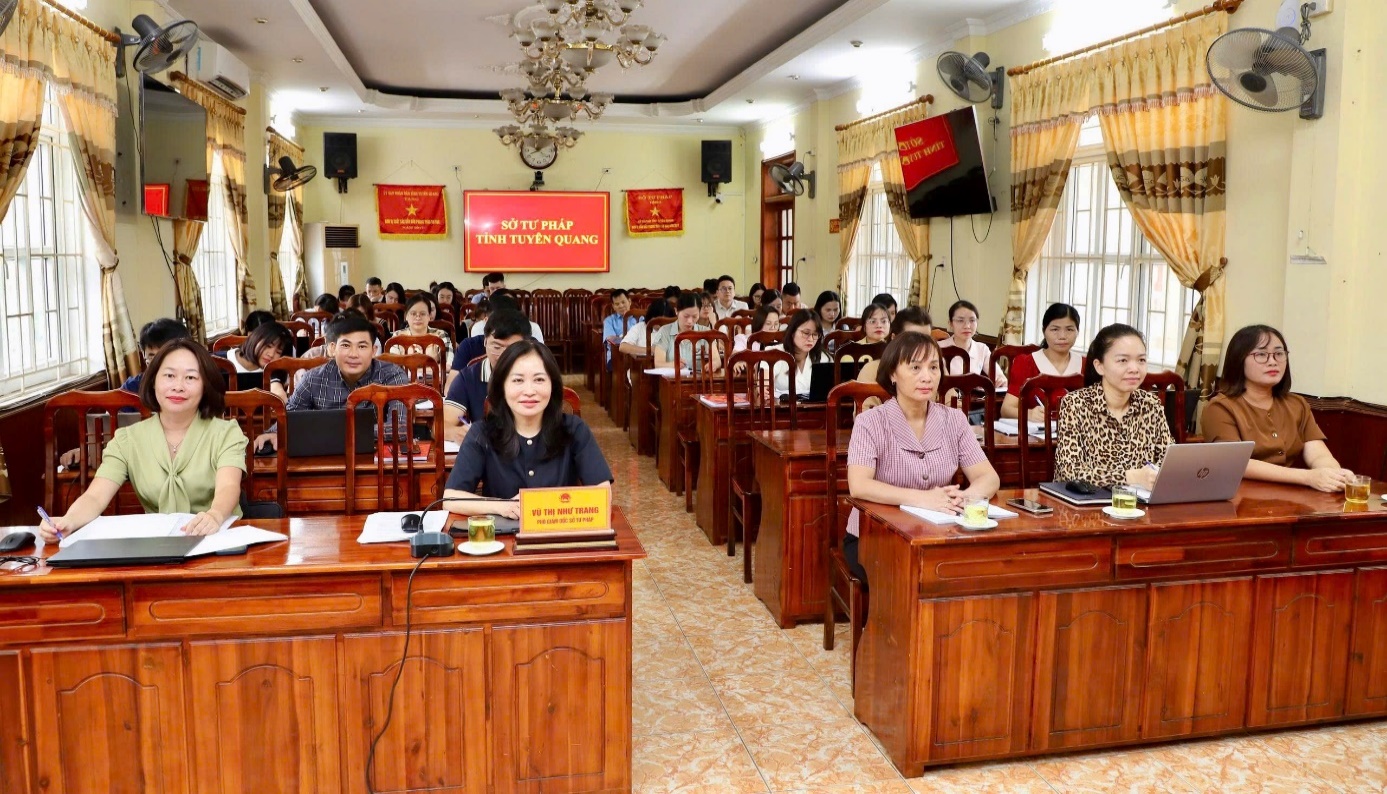 Sở Tư pháp kết nối Hội nghị trực tuyến học tập, quán triệt và triển khai thực hiện Nghị quyết Đại hội đại biểu Đảng bộ tỉnh Tuyên Quang lần thứ I, nhiệm kỳ 2025 - 2030