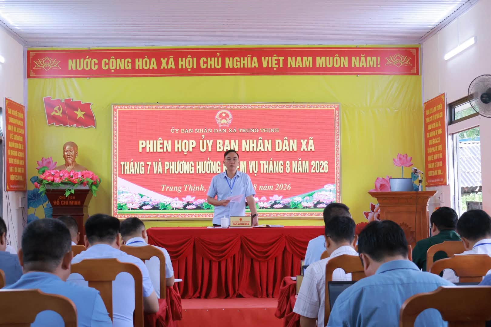 UBND XÃ TRUNG THỊNH TỔ CHỨC PHIÊN HỌP THƯỜNG KỲ THÁNG 7, TRIỂN KHAI NHIỆM VỤ TRỌNG TÂM THÁNG 8 NĂM 2026