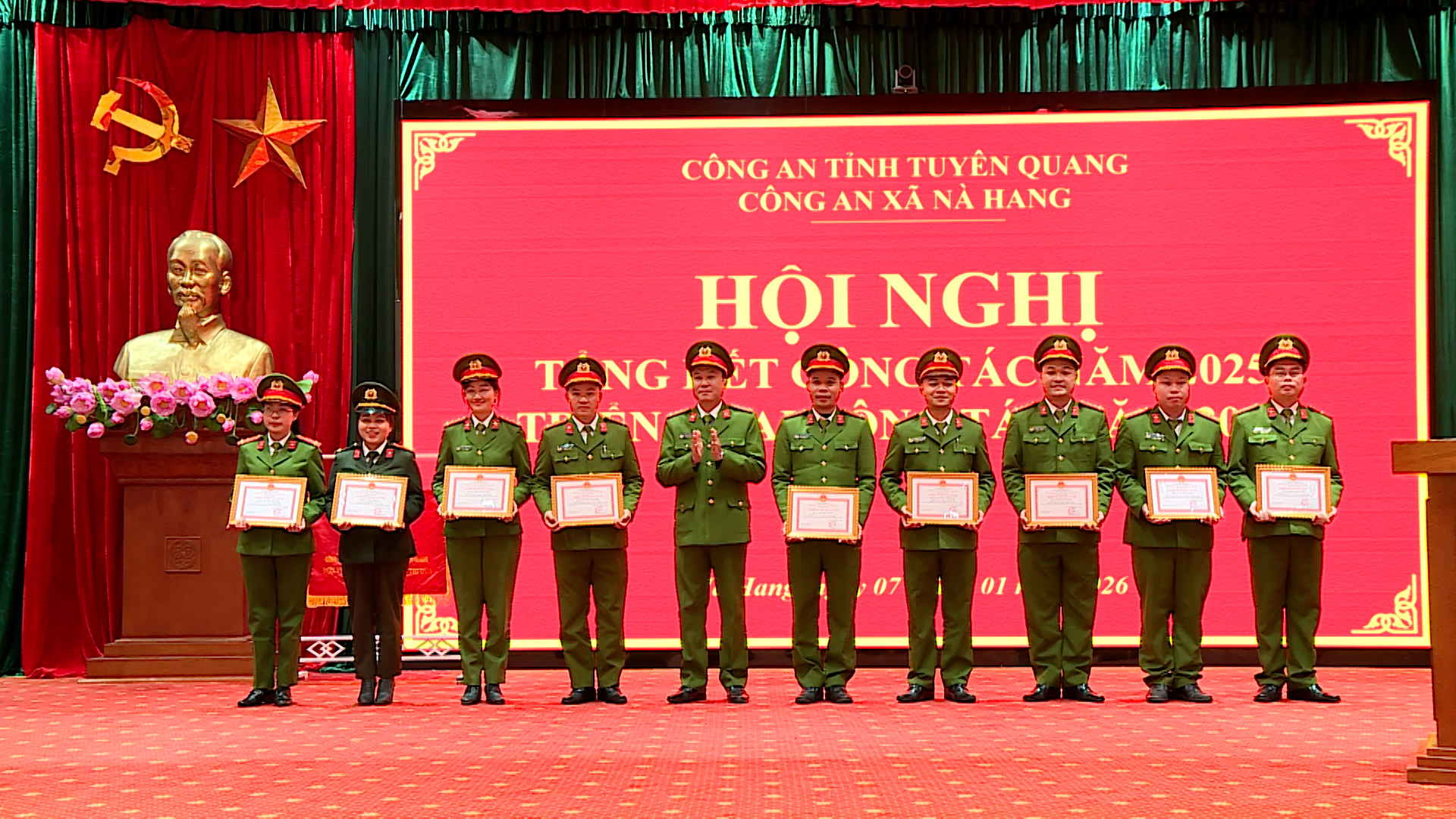 Công an xã Nà Hang tổ chức Hội nghị tổng kết năm 2025, triển khai chương trình công tác năm 2026