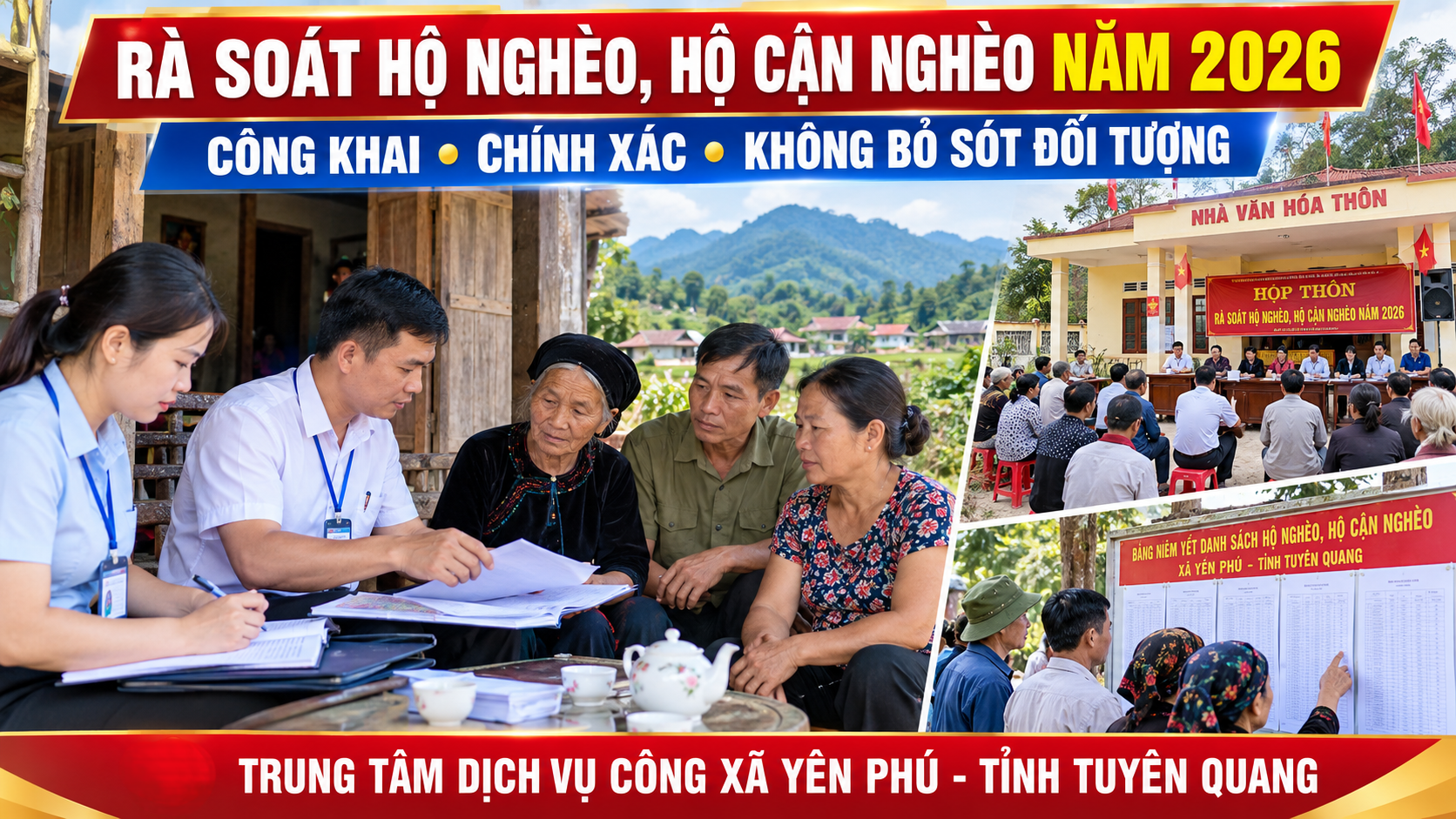 YÊN PHÚ RÀ SOÁT HỘ NGHÈO, HỘ CẬN NGHÈO NĂM 2026: BẢO ĐẢM CÔNG KHAI, CHÍNH XÁC, KHÔNG BỎ SÓT ĐỐI TƯỢNG