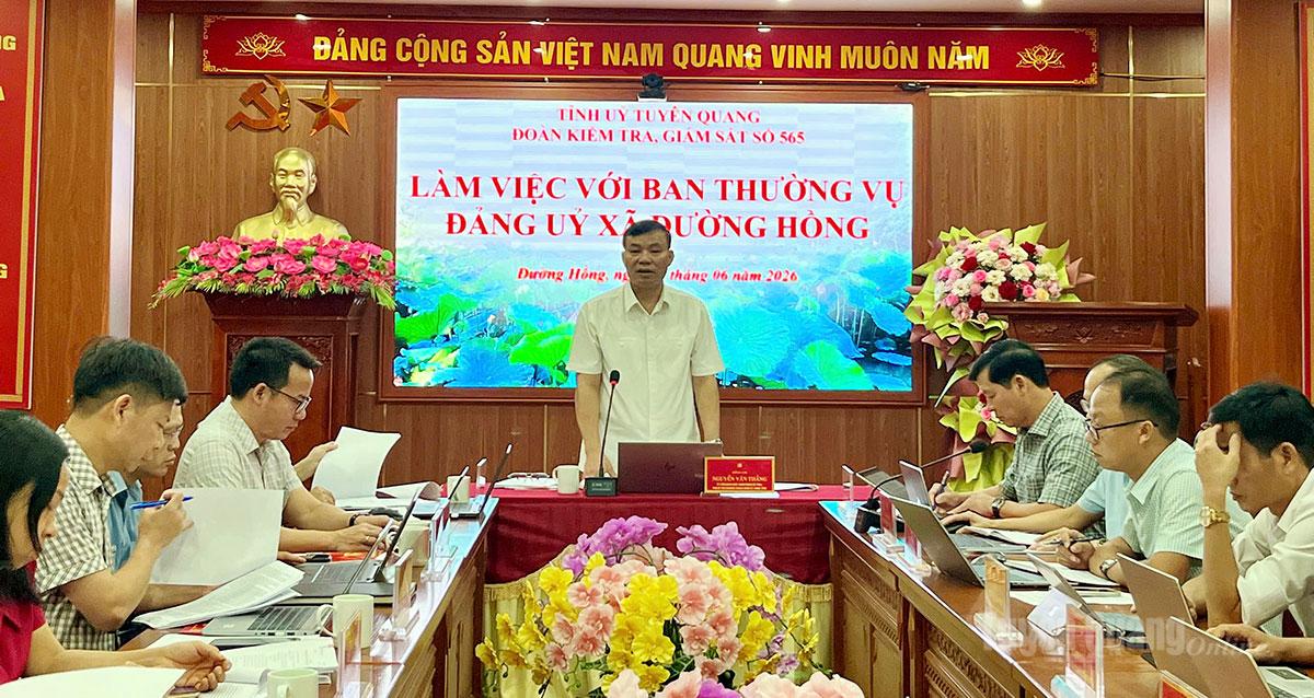 Đoàn kiểm tra, giám sát số 565 của Ban Thường vụ Tỉnh ủy làm việc với Ban Thường vụ Đảng ủy xã Yên Cường và Đường Hồng