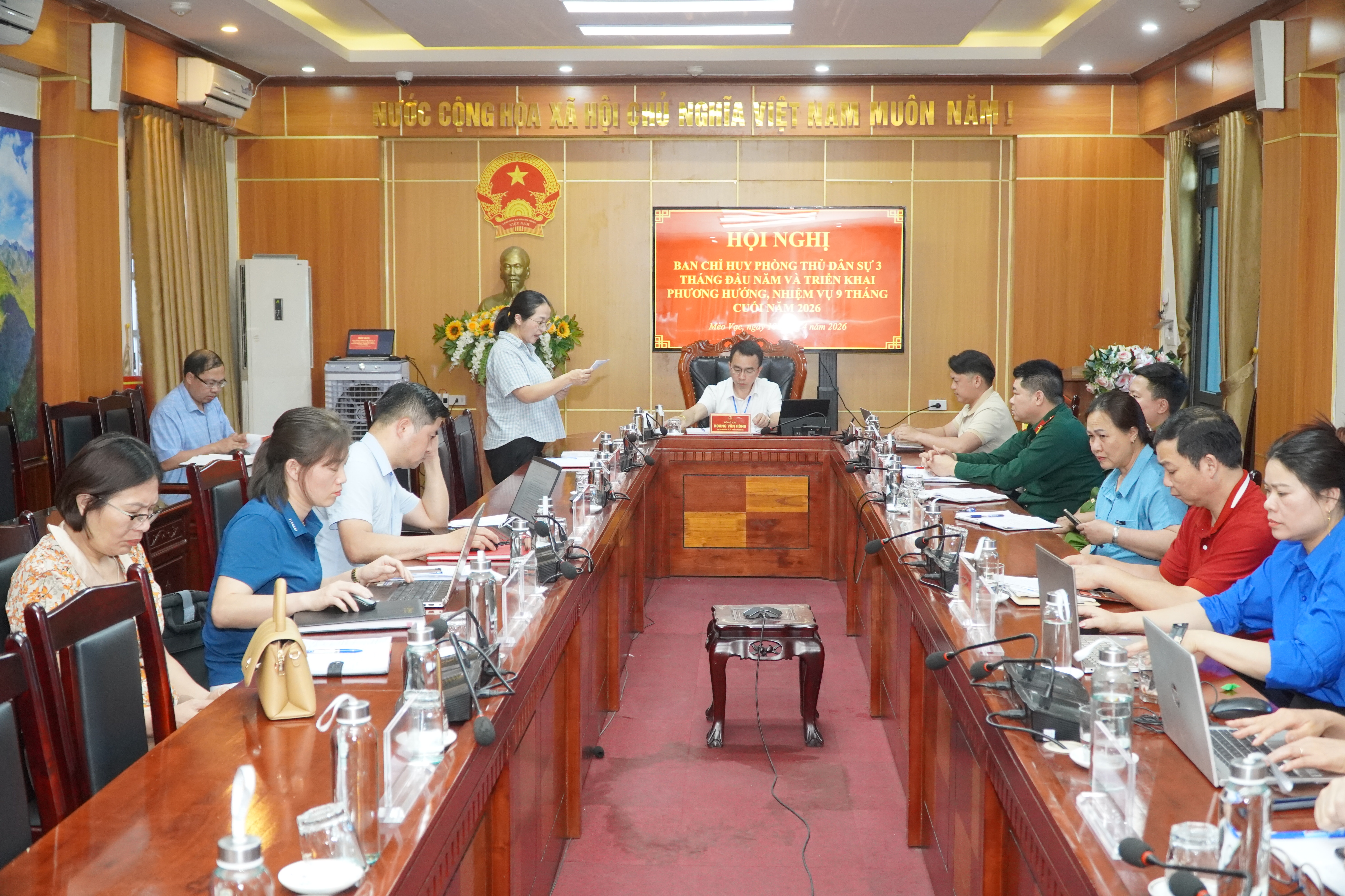 UBND xã Mèo Vạc tổ chức họp Ban Chỉ huy Phòng thủ dân sự quý I năm 2026