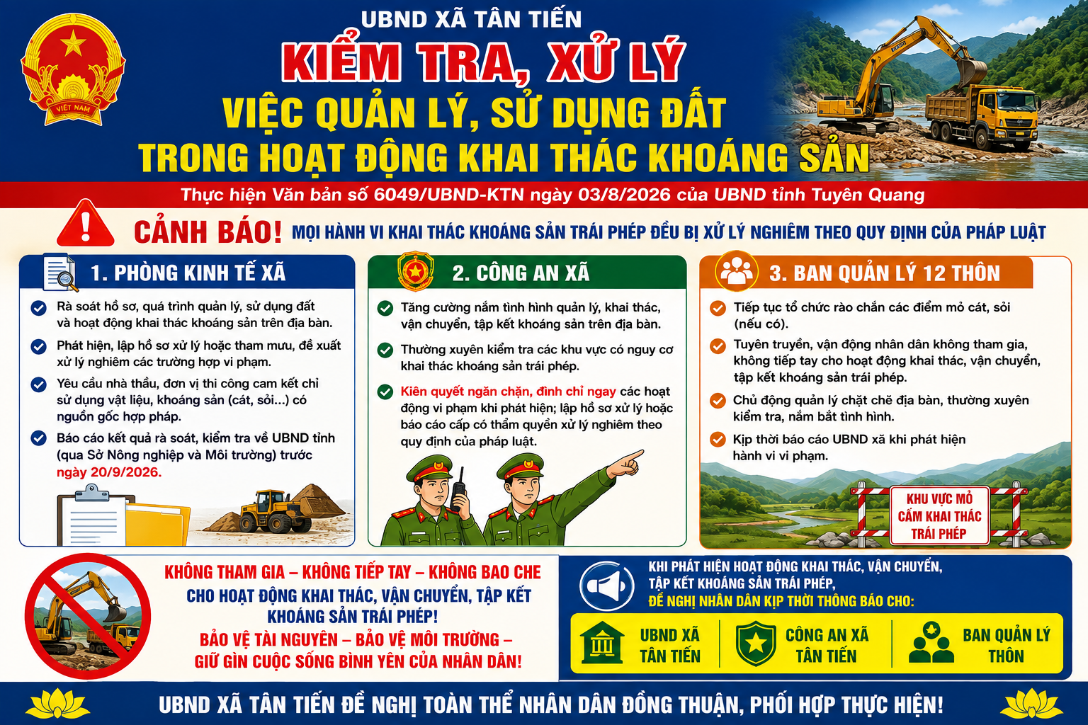 CẢNH GIÁC, NGĂN CHẶN KHAI THÁC KHOÁNG SẢN TRÁI PHÉP