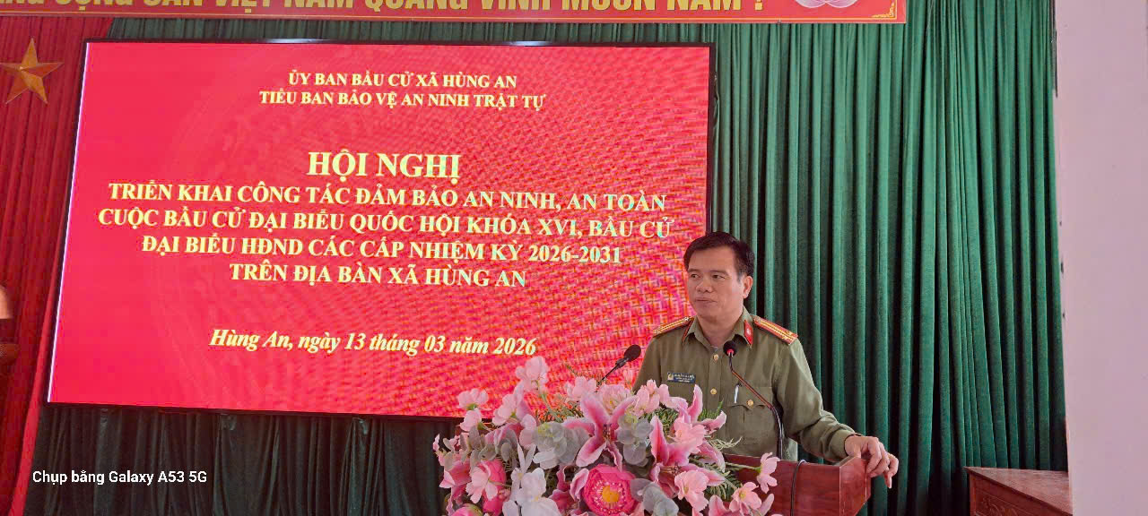 CÔNG AN XÃ HÙNG AN TỔ CHỨC HỘI NGHỊ TRIỂN KHAI PHƯƠNG ÁN ĐẢM BẢO ANTT PHỤC VỤ CUỘC BẦU CỬ
