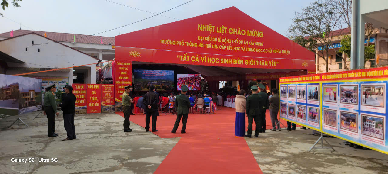 CÔNG AN XÃ NGHĨA THUẬN BẢO ĐẢM ANTT LỄ KHỞI CÔNG XÂY DỰNG CÔNG TRÌNH TRƯỜNG PHỔ THÔNG NỘI TRÚ LIÊN CẤP