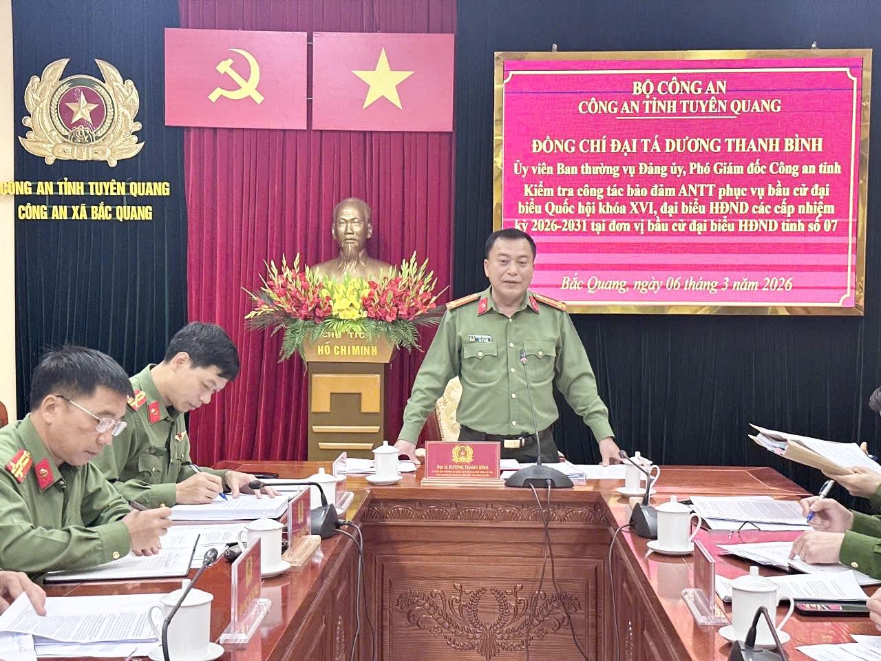 LÃNH ĐẠO CÔNG AN TỈNH KIỂM TRA CÔNG TÁC BẢO ĐẢM ANTT PHỤC VỤ BẦU CỬ