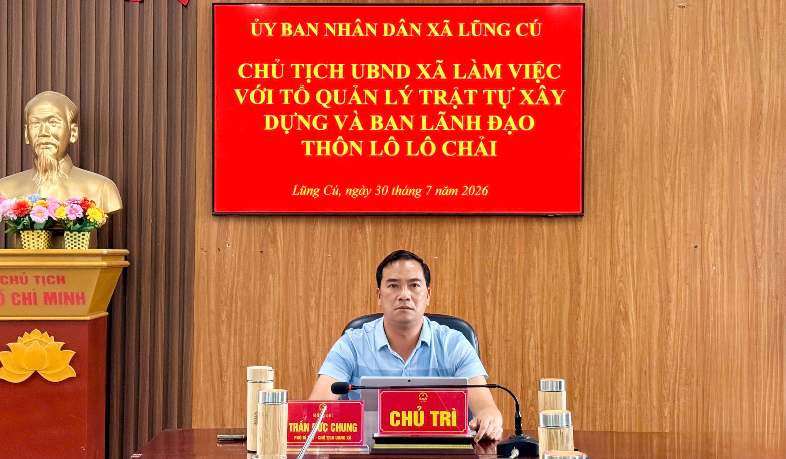 CHỦ TỊCH UBND XÃ LŨNG CÚ LÀM VIỆC, THỐNG NHẤT GIẢI PHÁP PHÁT TRIỂN BỀN VỮNG LÔ LÔ CHẢI