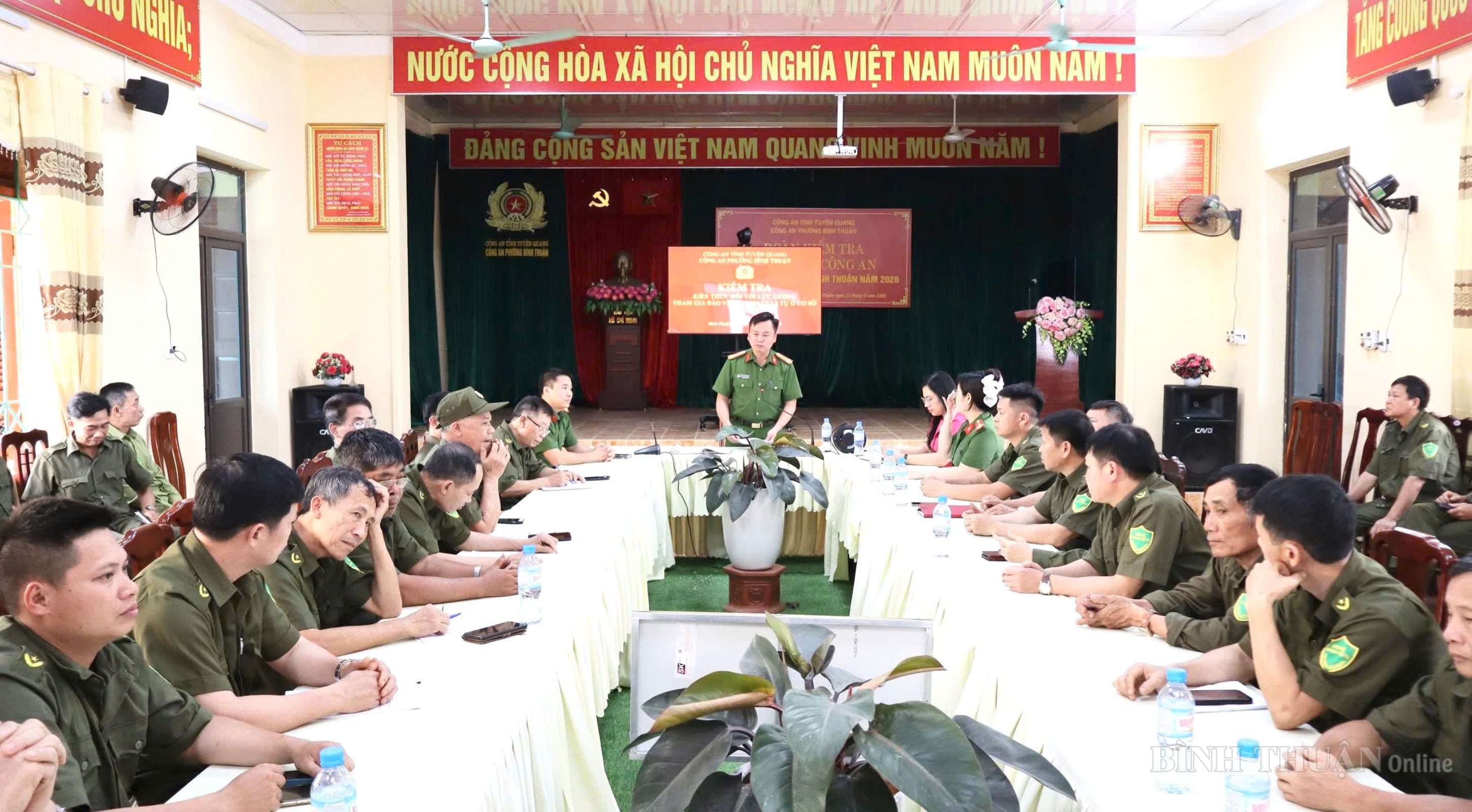 CÔNG AN PHƯỜNG BÌNH THUẬN TRIỂN KHAI HỘI THI VÀ KIỂM TRA KIẾN THỨC LỰC LƯỢNG BẢO VỆ AN NINH, TRẬT TỰ Ở CƠ SỞ NĂM 2026