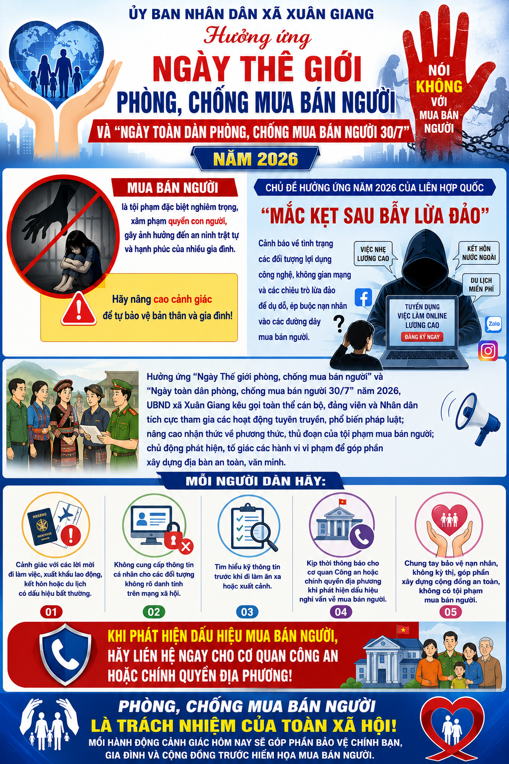 XÃ XUÂN GIANG HƯỞNG ỨNG “NGÀY THẾ GIỚI PHÒNG, CHỐNG MUA BÁN NGƯỜI” VÀ “NGÀY TOÀN DÂN PHÒNG, CHỐNG MUA BÁN NGƯỜI 30/7” NĂM 2026