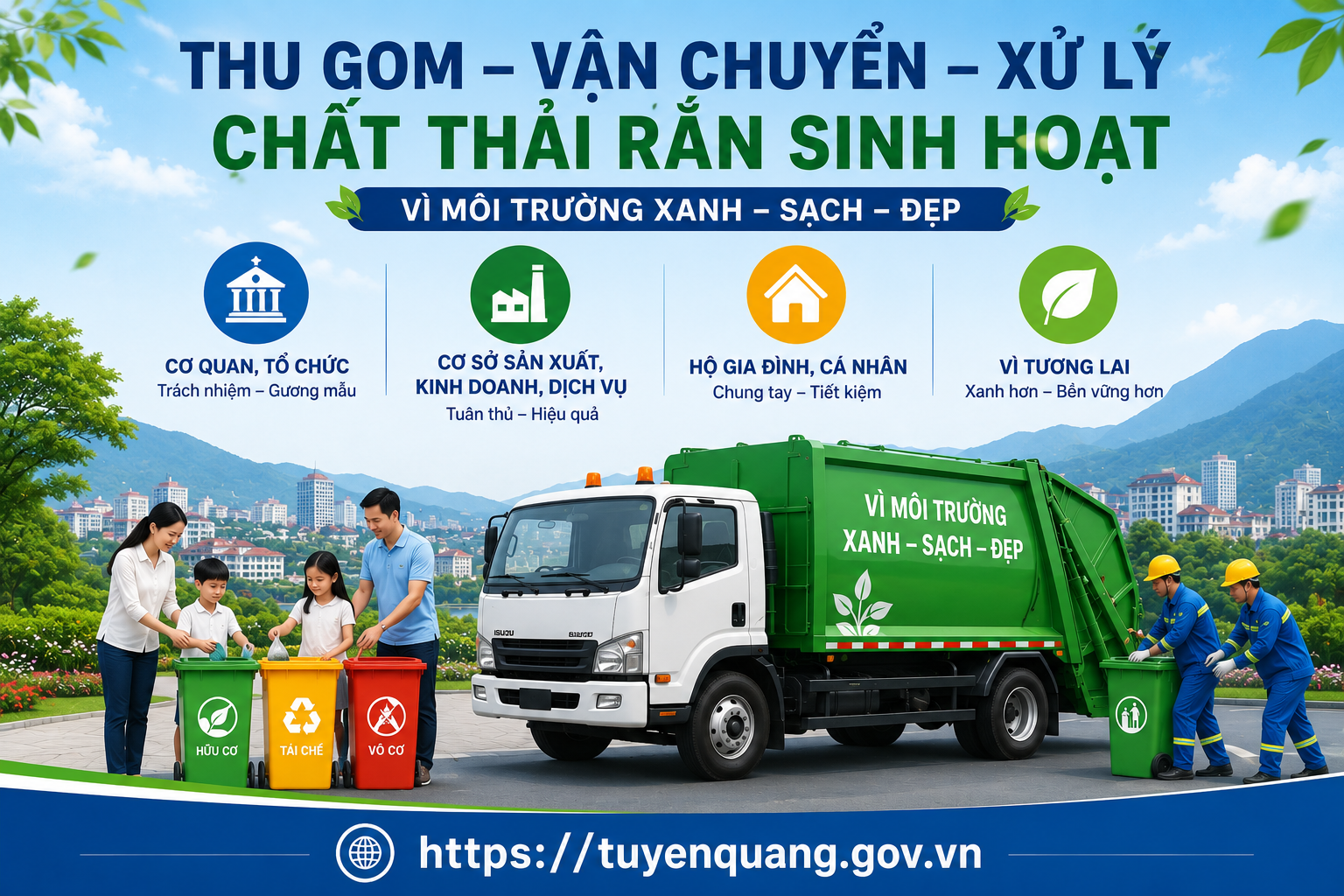 Tuyên Quang ban hành mức giá dịch vụ thu gom, vận chuyển, xử lý chất thải rắn sinh hoạt