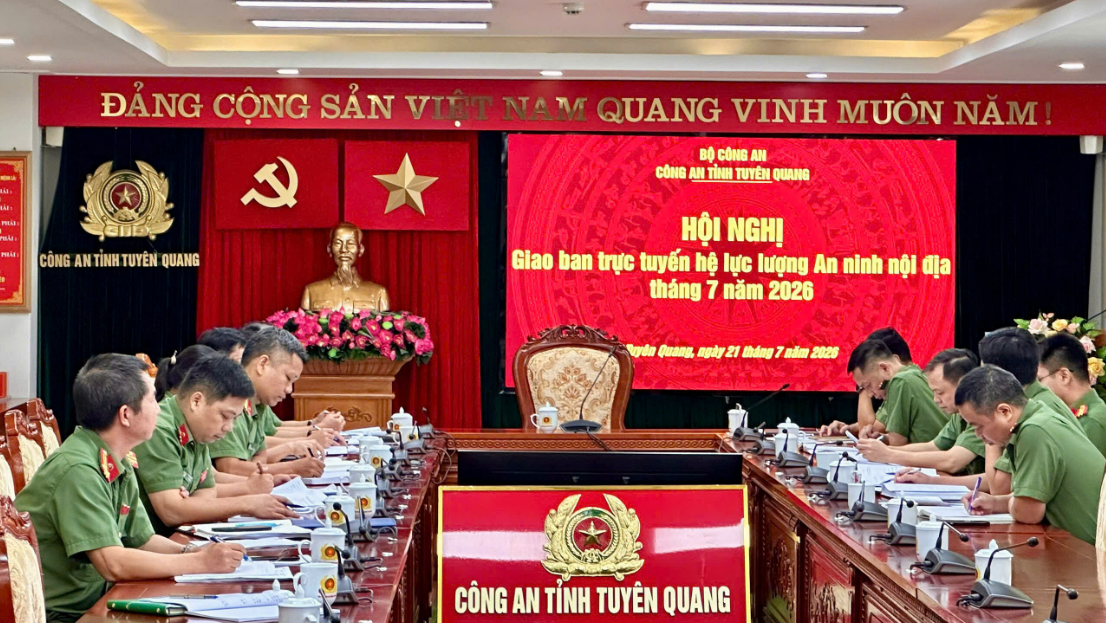 CÔNG AN TỈNH TUYÊN QUANG THAM GIA HỘI NGHỊ GIAO BAN TRỰC TUYẾN DO CỤC AN NINH NỘI ĐỊA TỔ CHỨC
