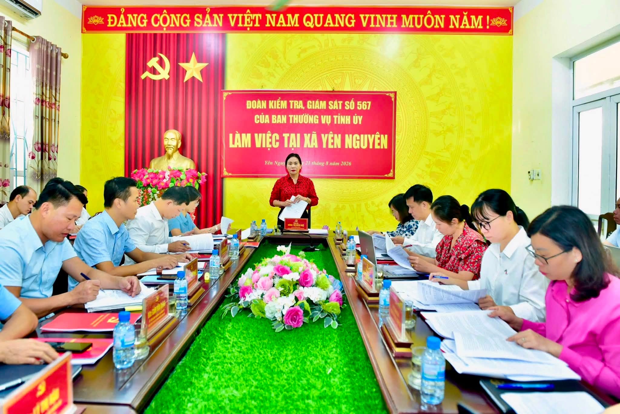  Đoàn kiểm tra, giám sát số 567 của Ban Thường vụ Tỉnh ủy làm việc với Ban Thường vụ Đảng ủy xã Yên Nguyên 
