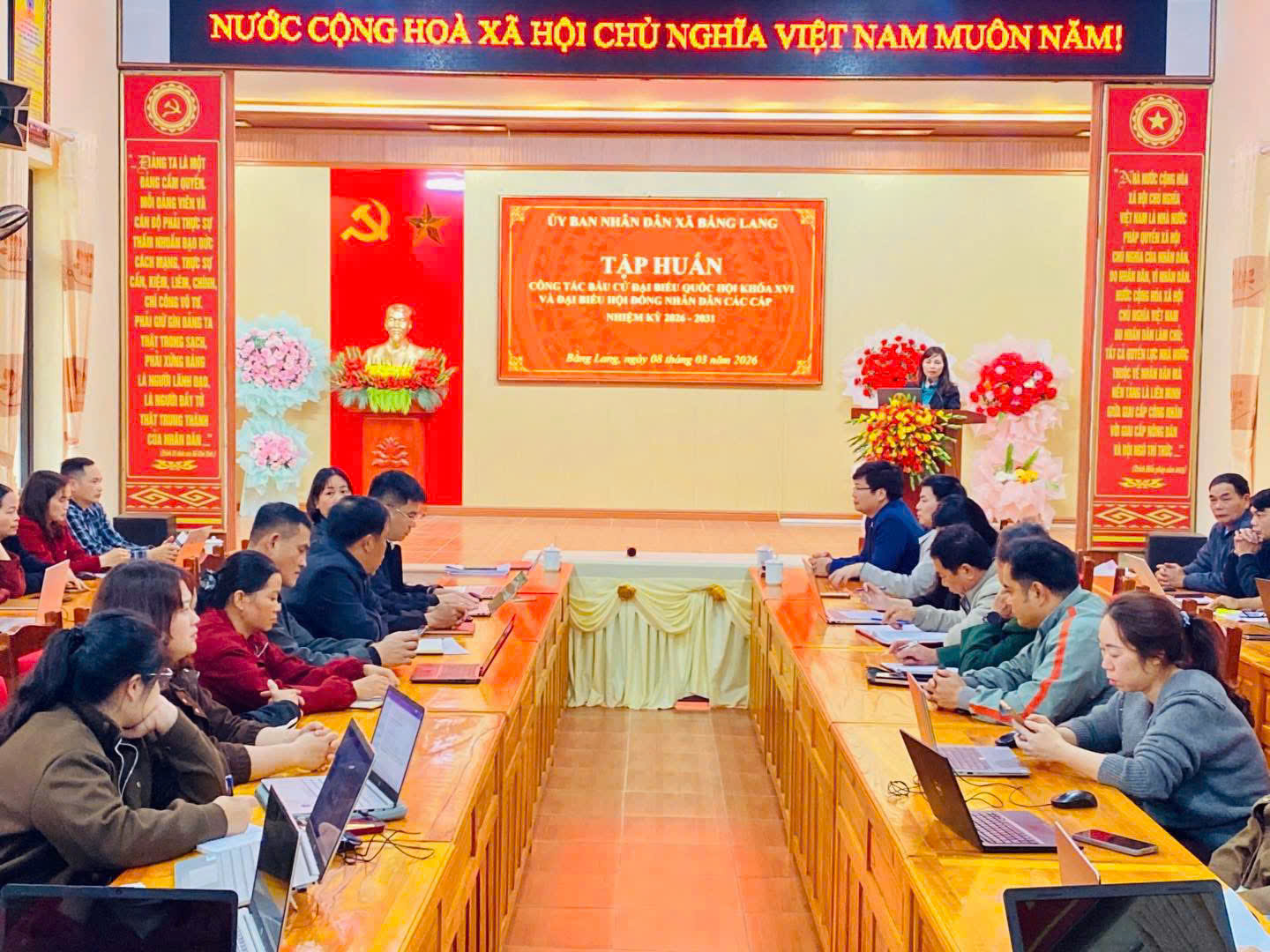 Xã Bằng Lang tổ chức tập huấn công tác bầu cử đại biểu Quốc hội khóa XVI và đại biểu HĐND các cấp nhiệm kỳ 2026 – 2031