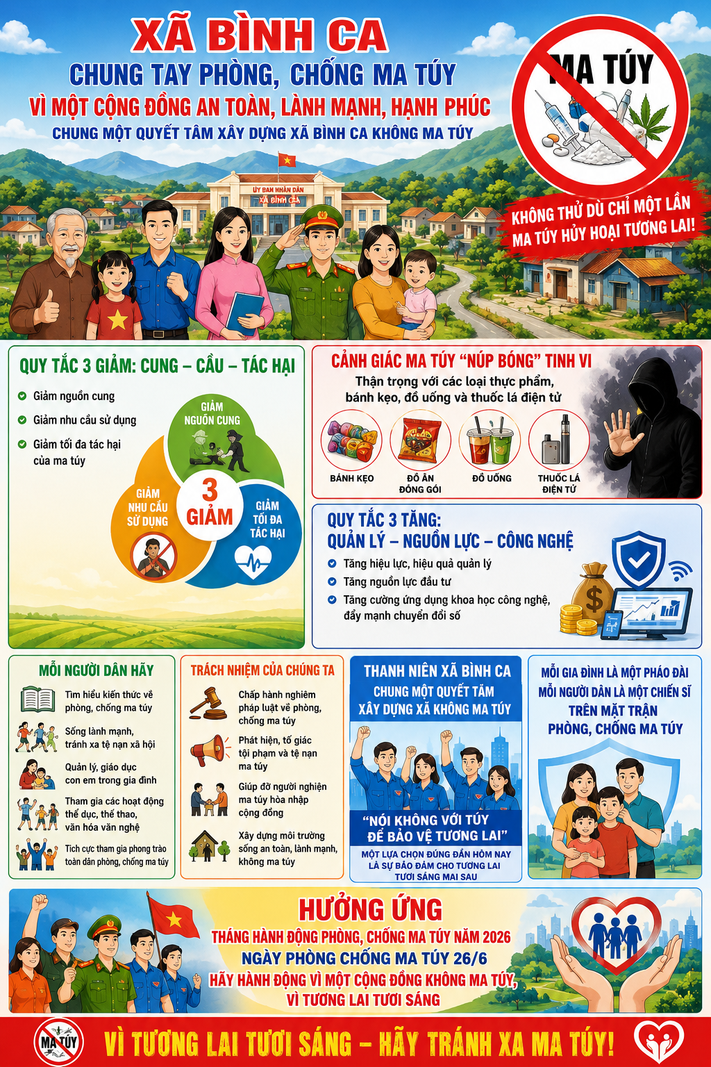 Xã Bình Ca hưởng ứng tháng hành động phòng, chống ma túy năm 2026