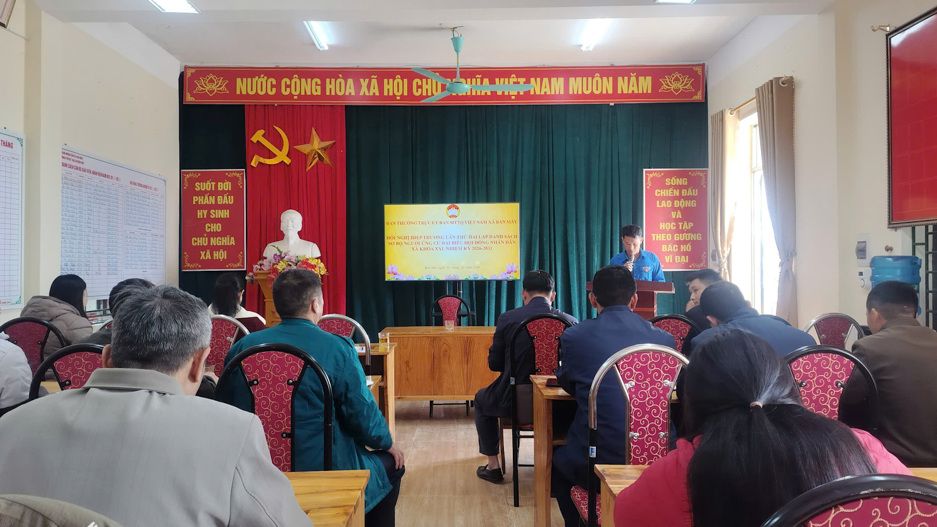 HỘI NGHỊ HIỆP THƯƠNG LẦN THỨ HAI LẬP DANH SÁCH SƠ BỘ NHỮNG NGƯỜI  ỨNG CỬ ĐẠI BIỂU HĐND XÃ BẢN MÁY KHÓA XXI, NHIỆM KỲ 2026–2031