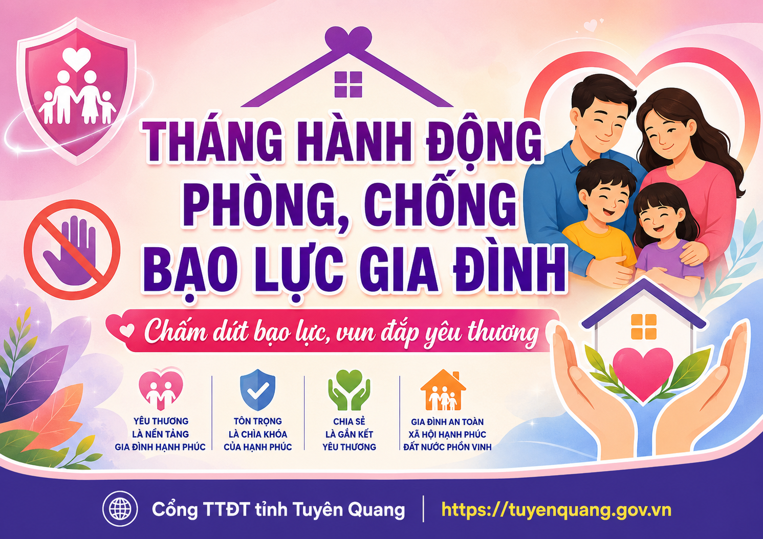 Hưởng ứng Tháng hành động quốc gia về phòng, chống bạo lực gia đình: "Chấm dứt bạo lực, vun đắp yêu thương"
