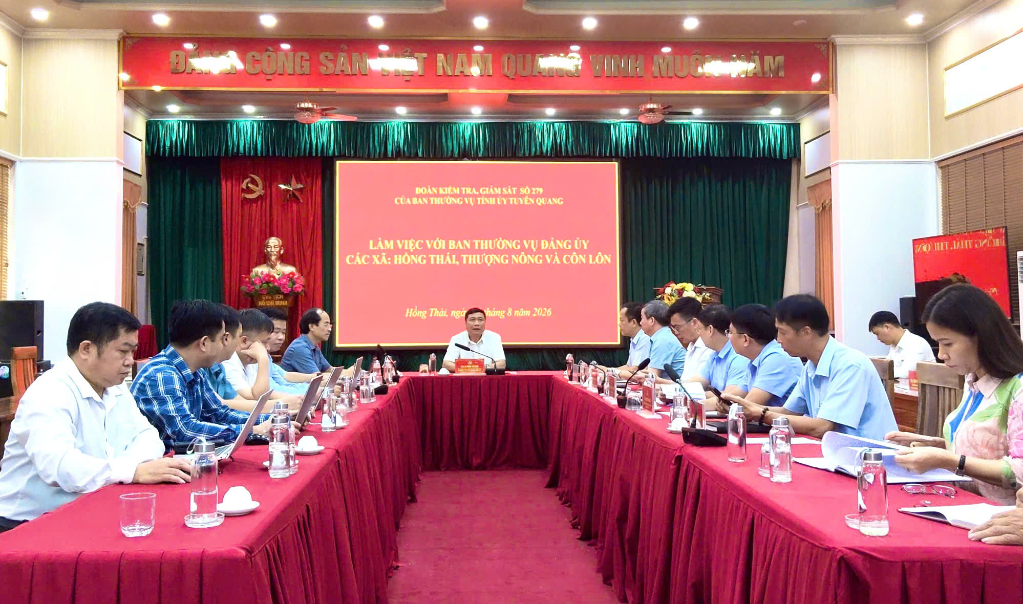 ĐOÀN KIỂM TRA, GIÁM SÁT 279 CỦA BAN THƯỜNG VỤ TỈNH ỦY LÀM VIỆC VỚI BAN THƯỜNG VỤ ĐẢNG ỦY CÁC XÃ CÔN LÔN, HỒNG THÁI, THƯỢNG NÔNG