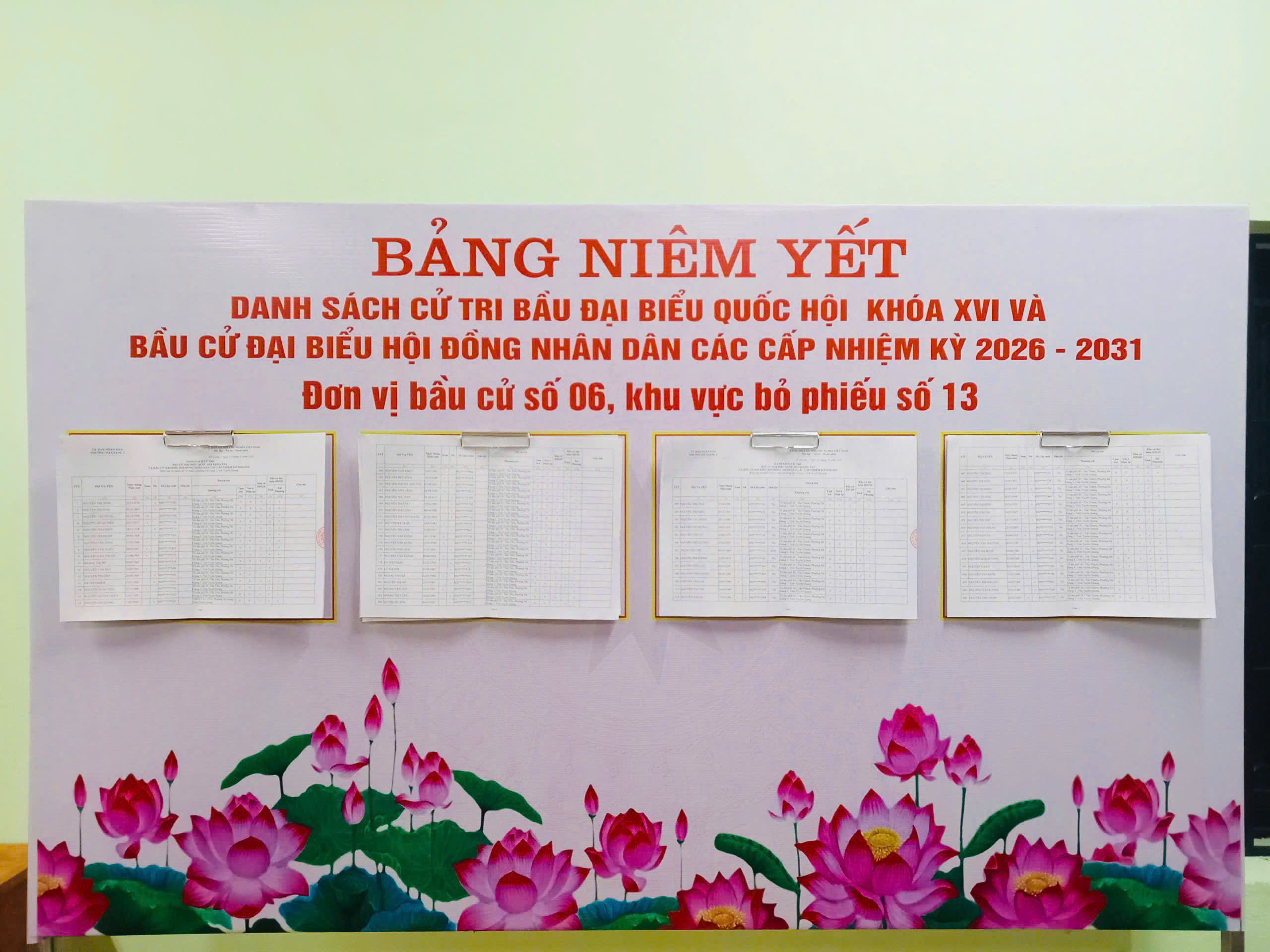 PHƯỜNG HÀ GIANG 1 HOÀN THÀNH NIÊM YẾT DANH SÁCH CỬ TRI TẠI 14 KHU VỰC BỎ PHIẾU.