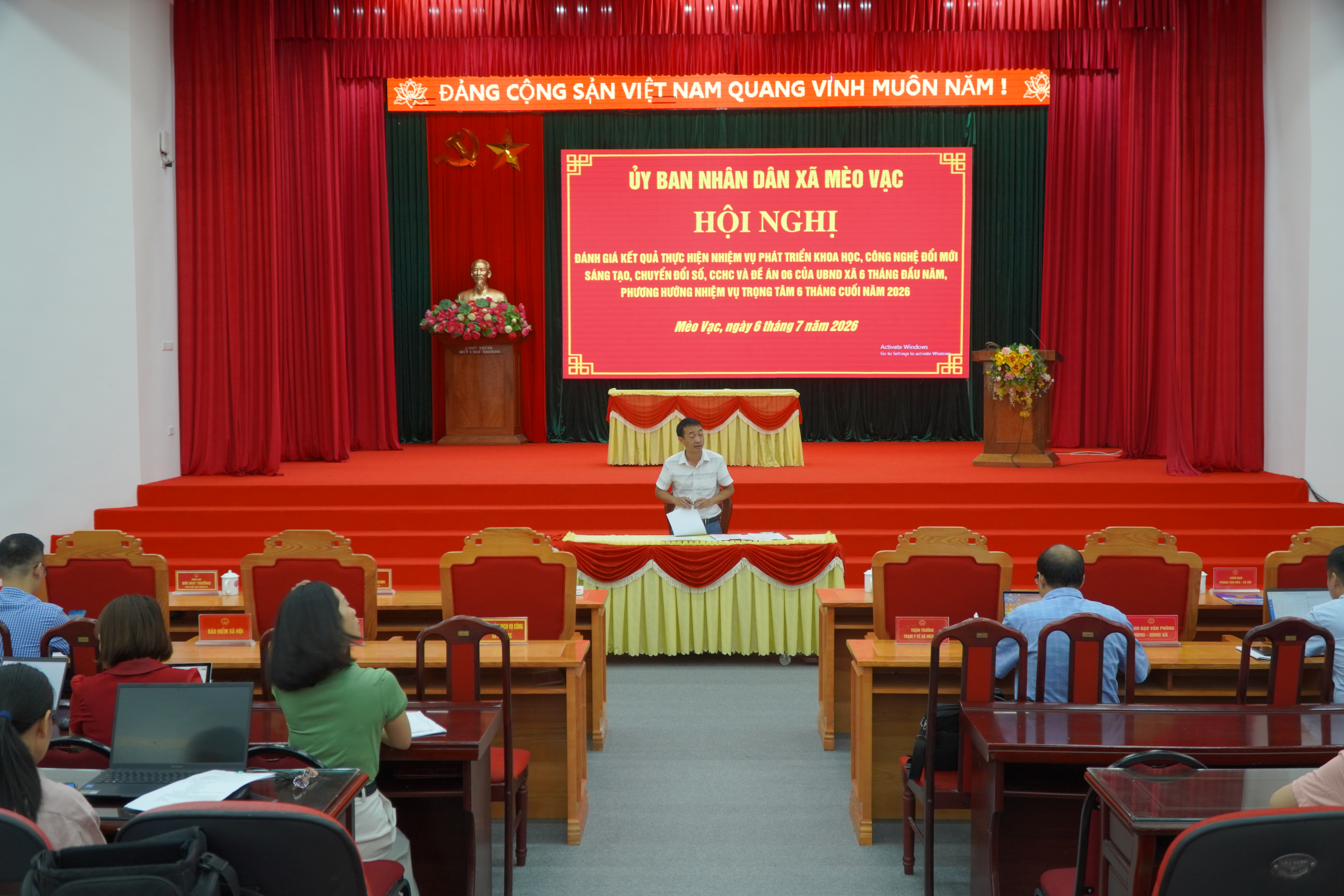 UBND xã Mèo Vạc đánh giá kết quả thực hiện phát triển khoa học, công nghệ, đổi mới sáng tạo, chuyển đổi số, cải cách hành chính và Đề án 06