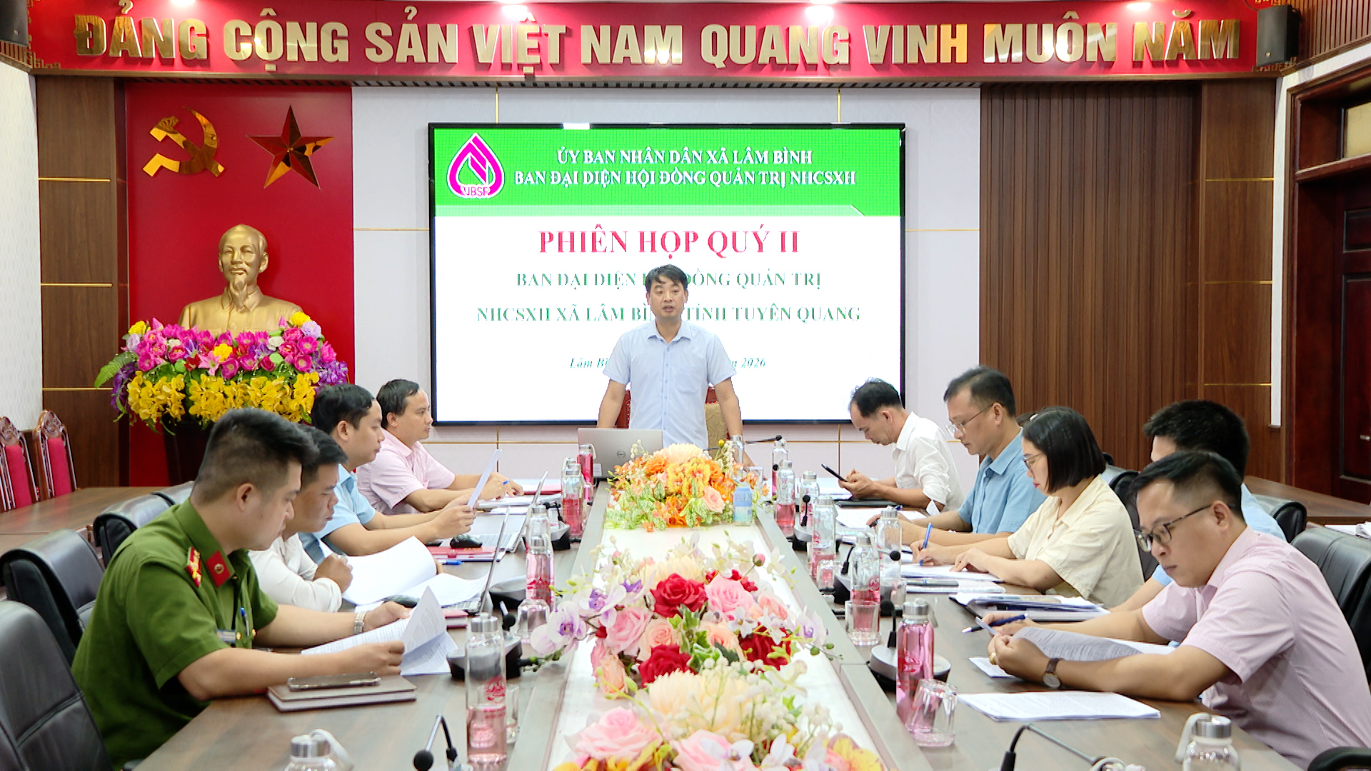Ban đại diện Hội đồng quản trị Ngân hàng CSXH xã Lâm Bình họp quý II, sơ kết 01 năm hoạt động tín dụng chính sách sau thực hiện mô hình chính quyền địa phương 02 cấp