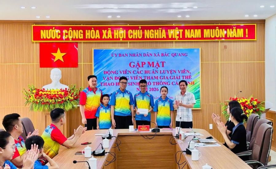 UBND xã gặp mặt động viên các huấn luyện viên (HLV), vận động viên (VĐV) tham gia Giải Thể thao học sinh phổ thông cấp tỉnh năm 2026.
