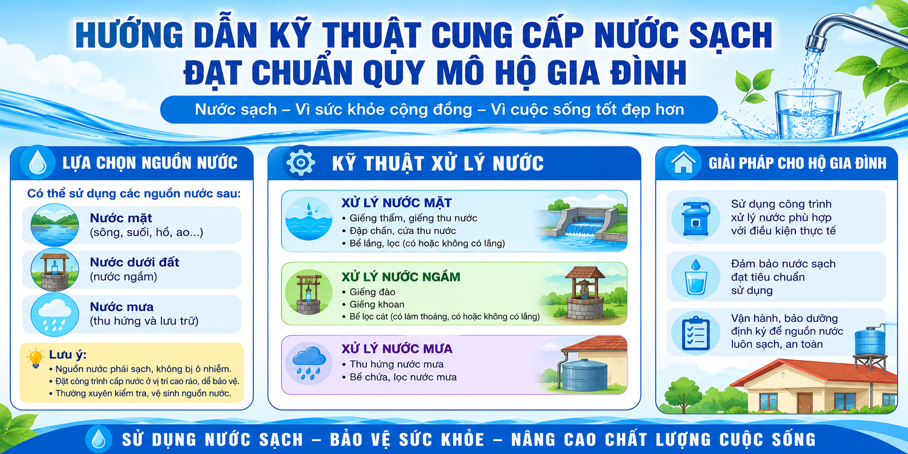 Hướng dẫn kỹ thuật cung cấp nước sạch đạt chuẩn quy mô hộ gia đình