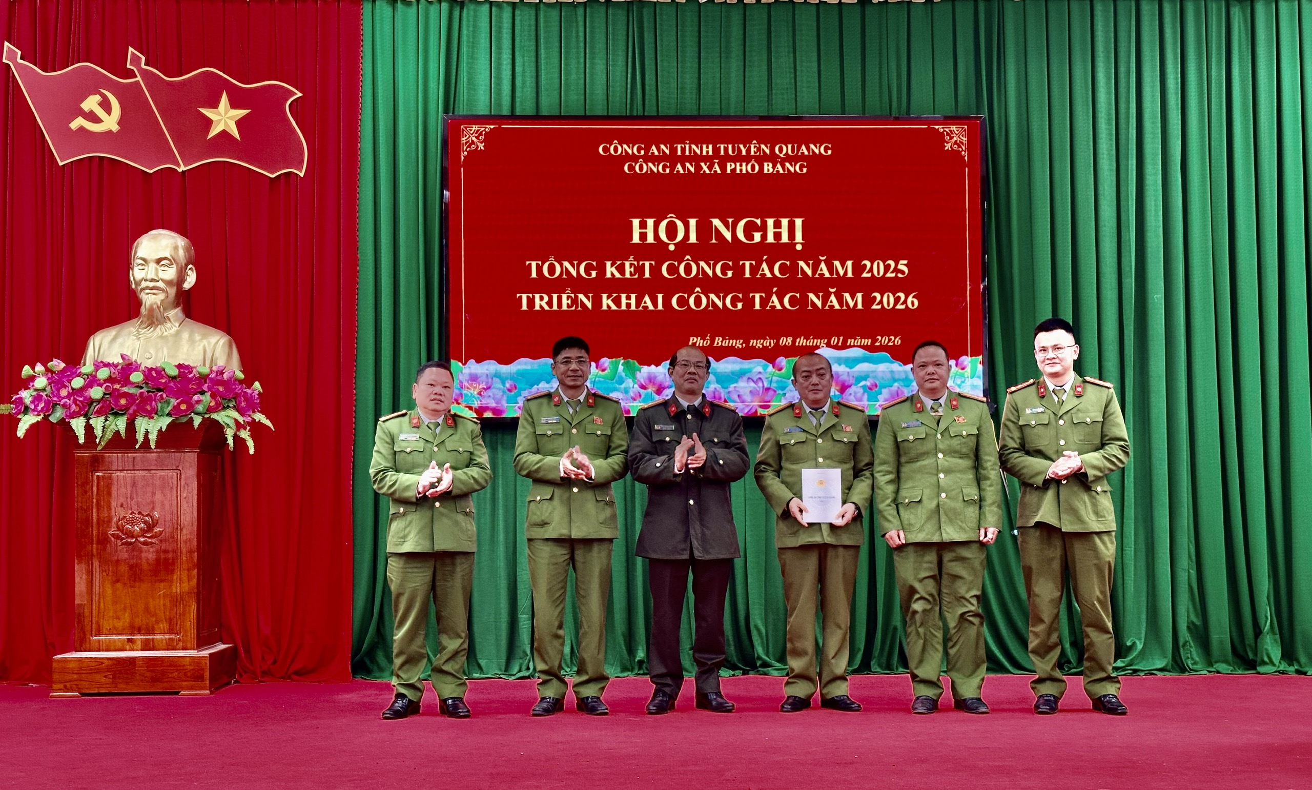 Công an xã Phố Bảng tổng kết công tác năm 2025, triển khai nhiệm vụ năm 2026