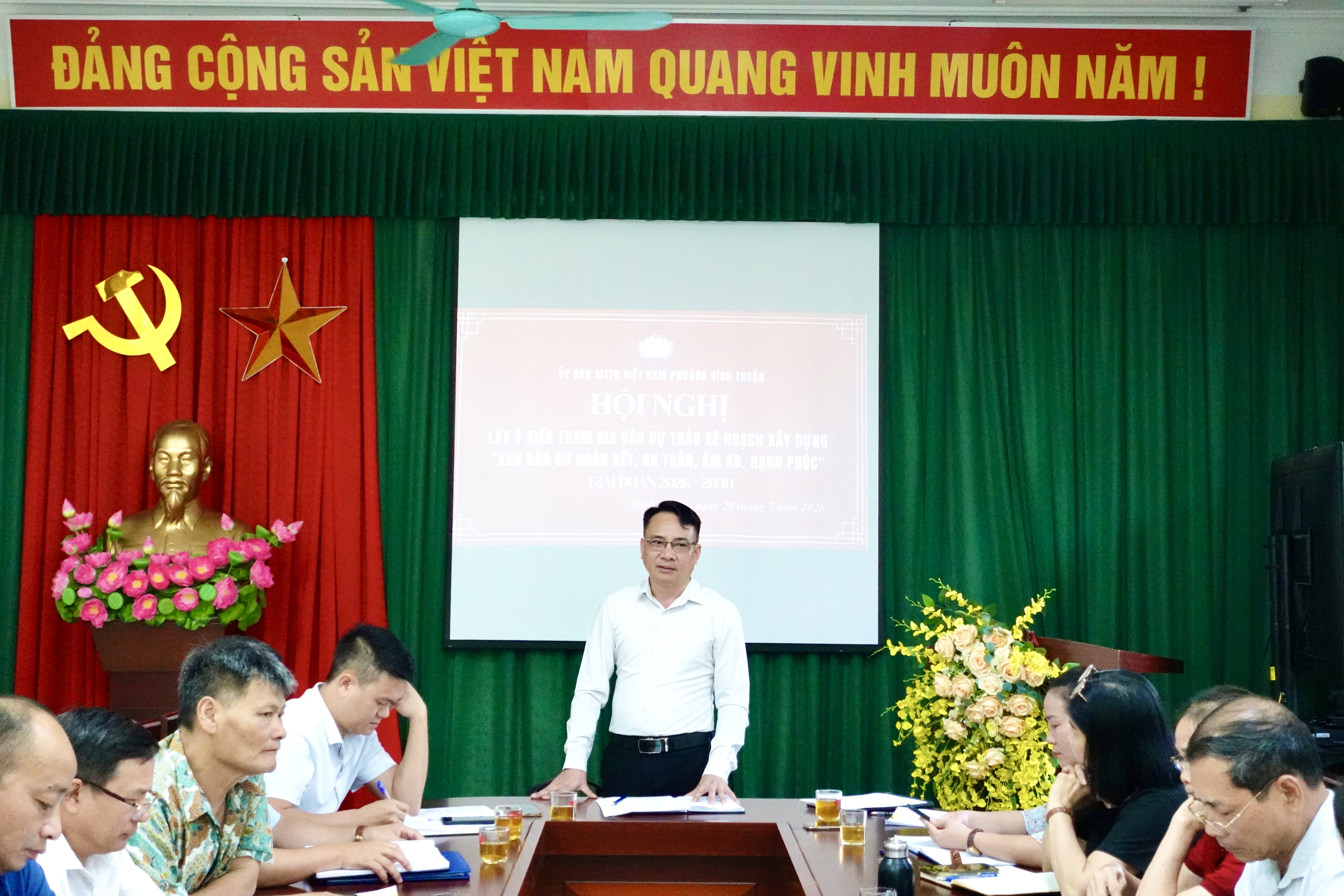 ỦY BAN MTTQ VIỆT NAM PHƯỜNG BÌNH THUẬN TỔ CHỨC HỘI NGHỊ LẤY Ý KIẾN THAM GIA ĐỐI VỚI DỰ THẢO KẾ HOẠCH XÂY DỰNG "KHU DÂN CƯ ĐOÀN KẾT, AN TOÀN, ẤM NO, HẠNH PHÚC" GIAI ĐOẠN 2026 - 2030