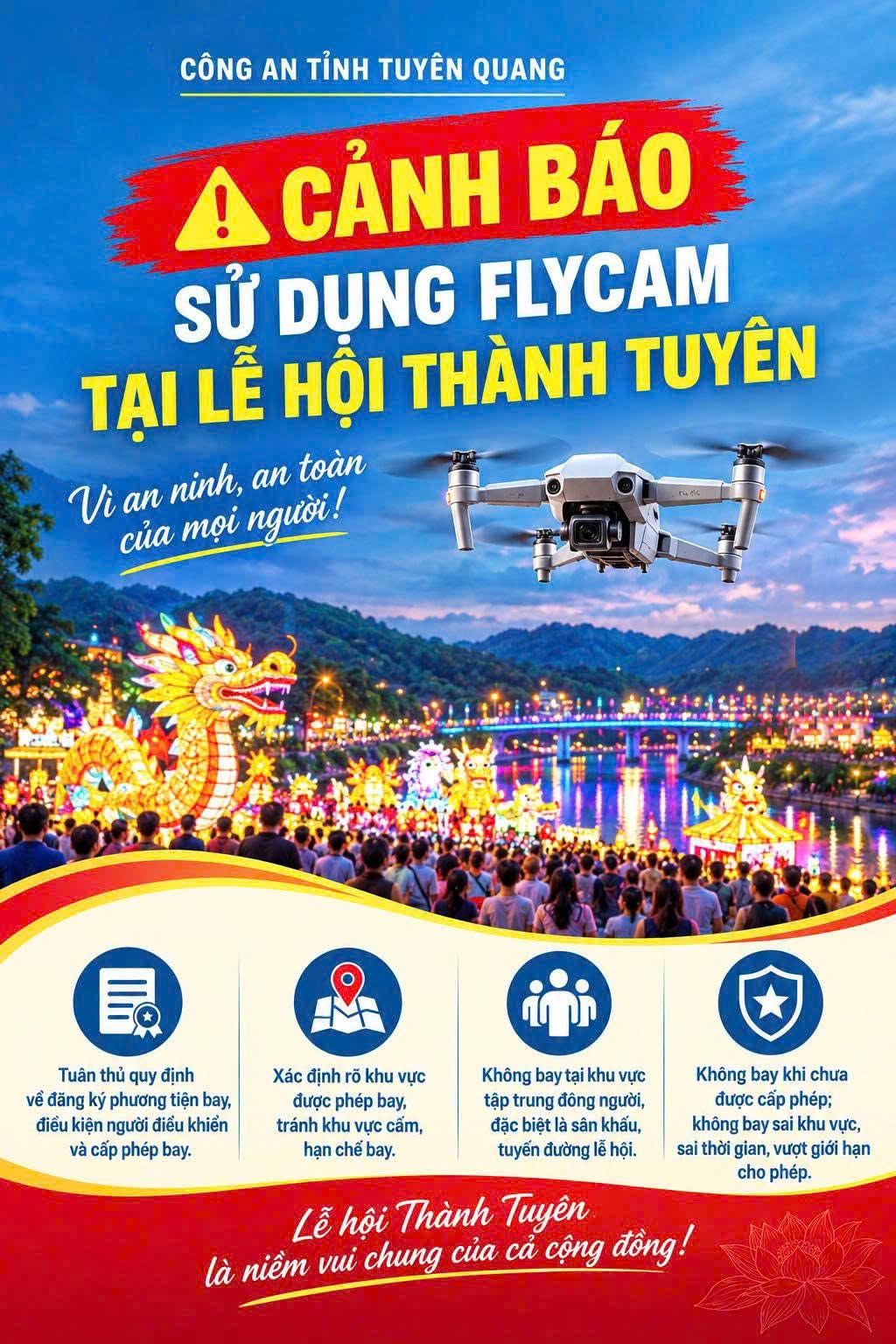 CẢNH BÁO SỬ DỤNG FLYCAM TẠI LỄ HỘI THÀNH TUYÊN