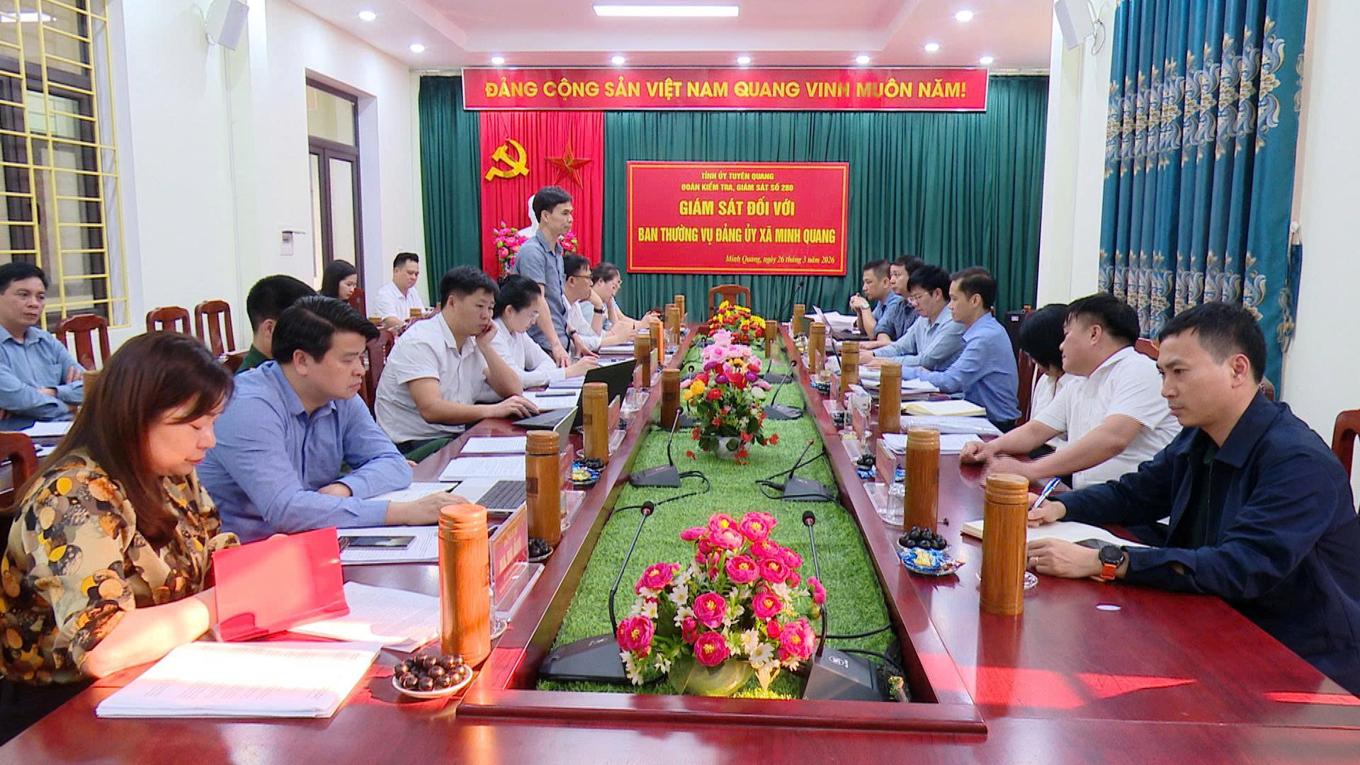 Đoàn kiểm tra, giám sát Số 280 của Ban Thường vụ Tỉnh ủy Tuyên Quang làm việc tại xã Minh Quang