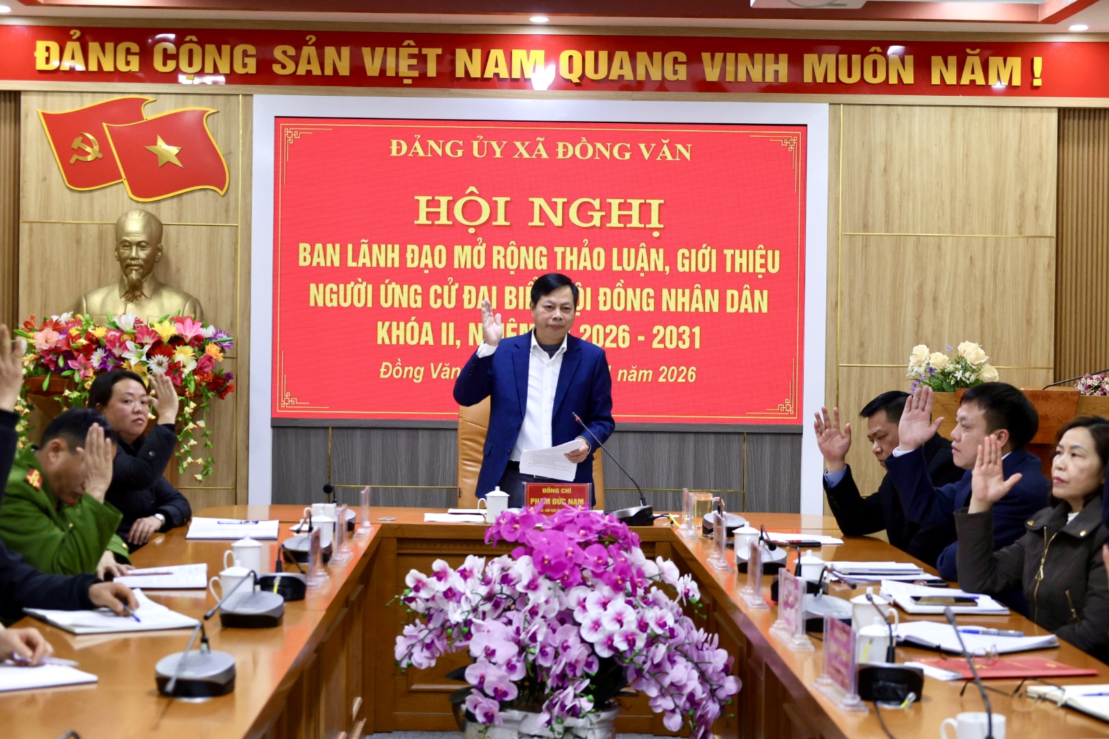 Hội nghị ban lãnh đạo mở rộng thảo luận, giới thiệu ứng cử đại biểu HĐND xã Đồng Văn nhiệm kỳ 2026 - 2031